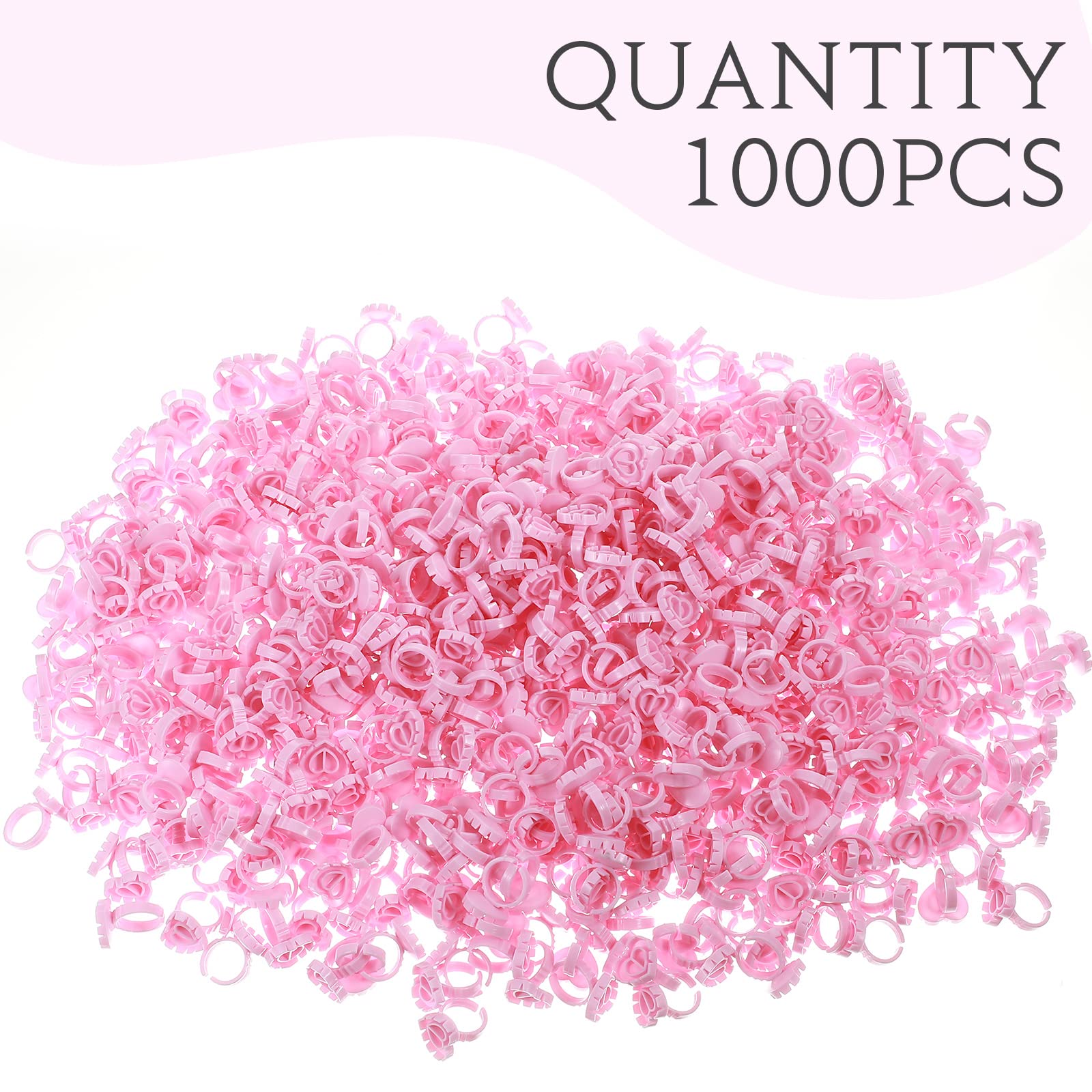 Anneaux de colle jetables pour extensions de cils - Pour salons de beauté - Fournitures d'extension de cils (1 000 pièces, style cœur)