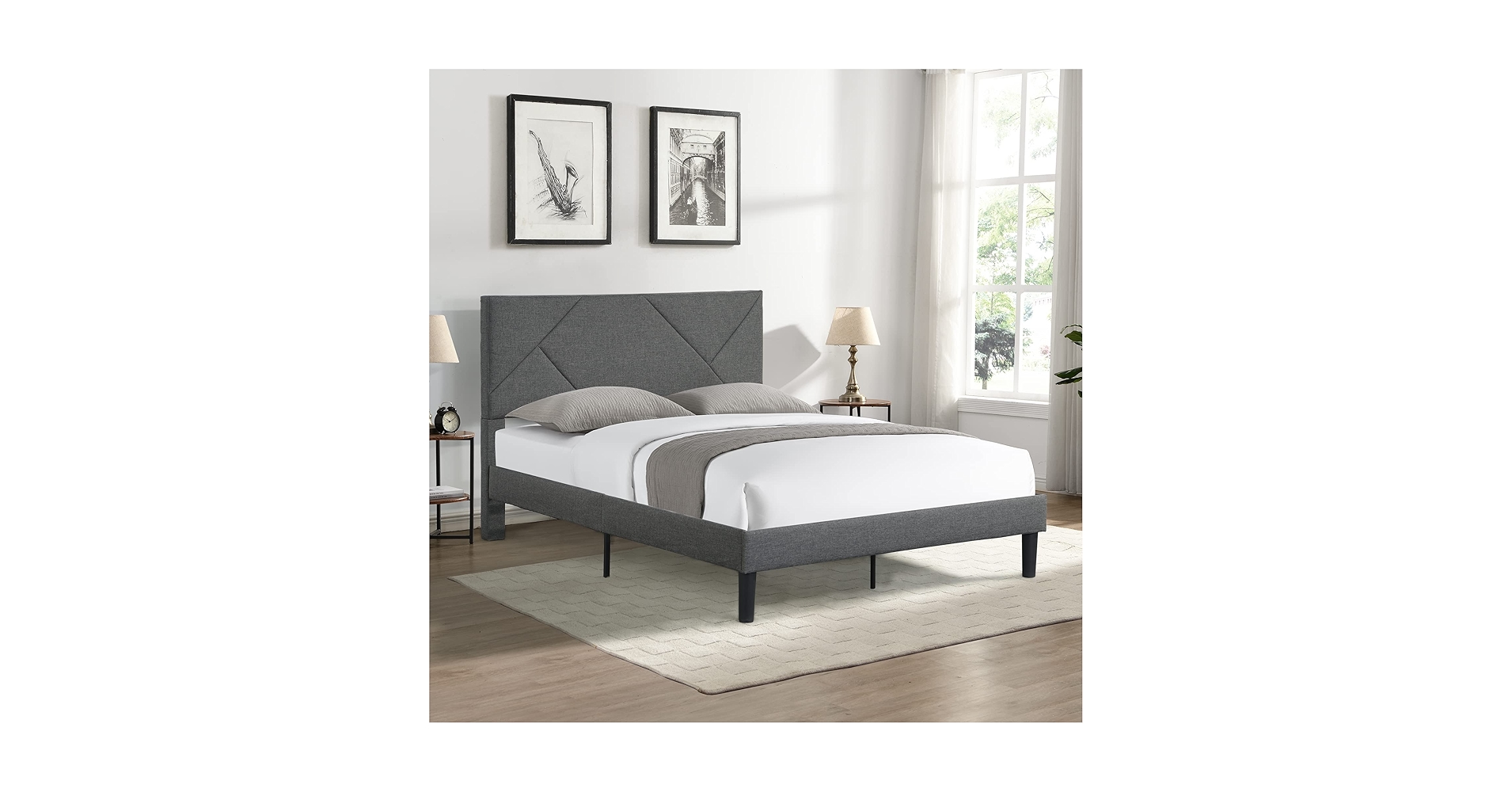 Amazon.com: Queen Size Platform Bed Frame with Fabric