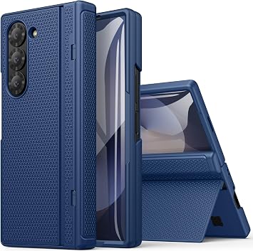 for Samsung Galaxy Z Fold 6 Case with Stand, Screen Protector, Blue