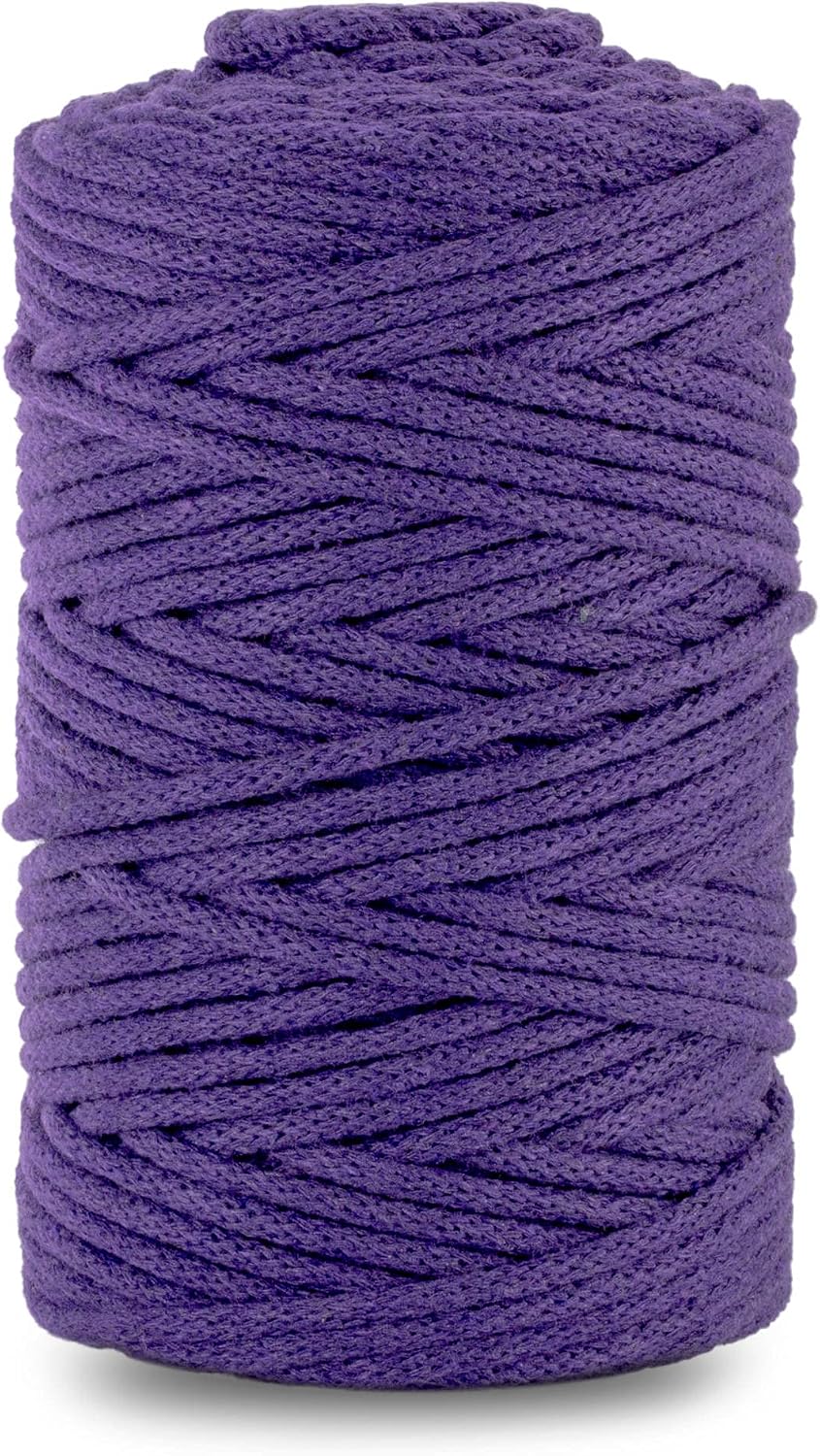Netuno 1x Macrame Cord Braided Macramé Yarn Purple 5 mm x 100 m 0,2 inch x 3 937 inch Natural Twine String Cotton Cord Ideal Project Hanging Baskets DIY Handbags Decoration