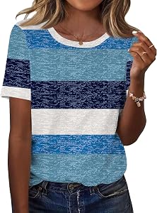 TCOT Women's Tops Summer Short Sleeve Crew Neck Shirts Casual Blouses S-3XL