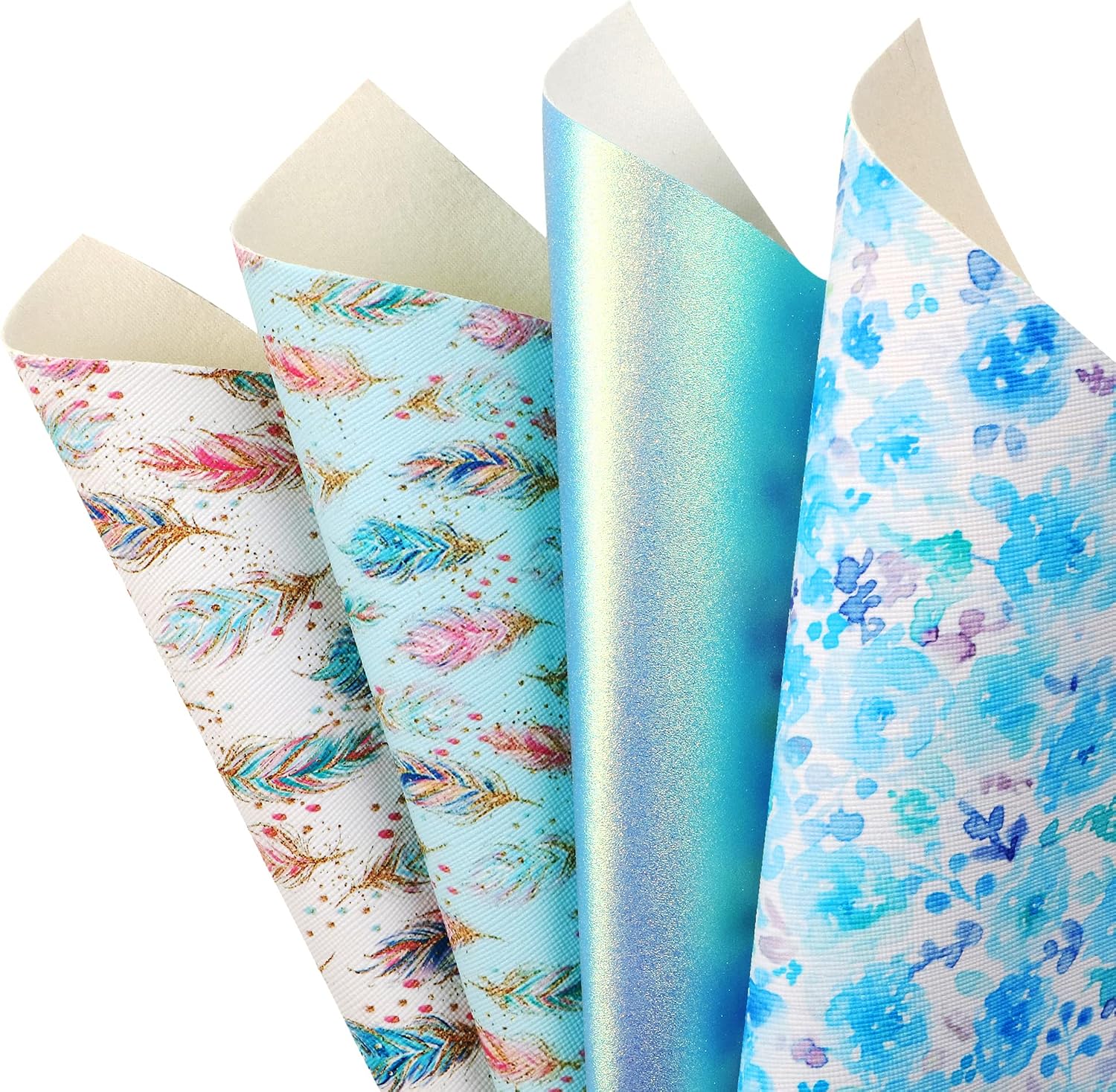 David accessories 6 Pcs 7.7" x 12.9" (20 cm x 33 cm) Printed Faux Leather Fabric Sheets Include 2 Kinds of Leather Fabric for DIY Bows Earrings Making Crafts (Feather Set)