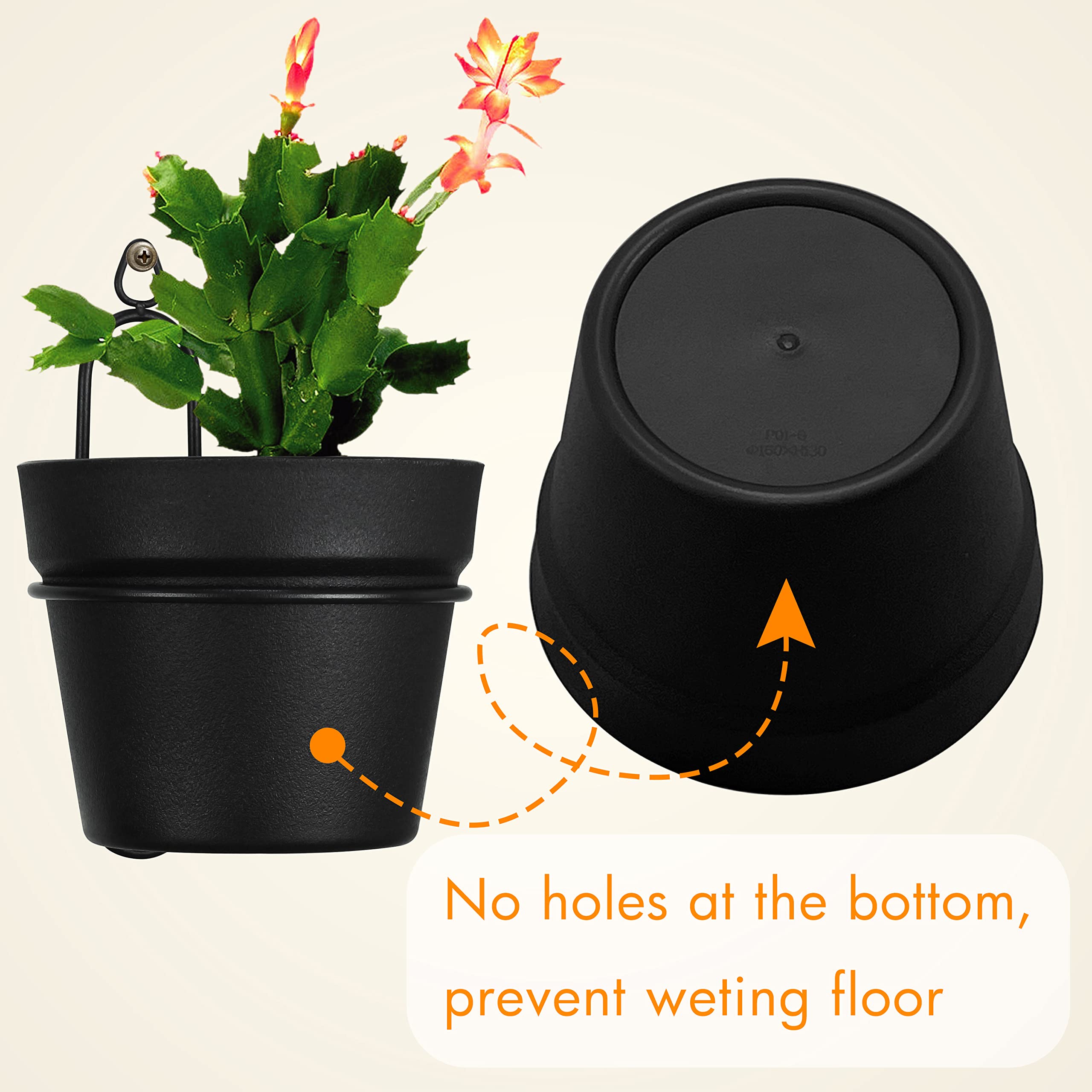 Gardzen Hängende Pflanzgefäße 4er Set – Mit Haken, Für Drinnen & Draußen, Ohne Drainagelöcher