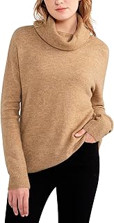 Womens Cowl Neck Sweater Lightweight Loose Pullover Tops Long Sleeve Roll Neck Ribbed Casual Knitwear - Buy now
