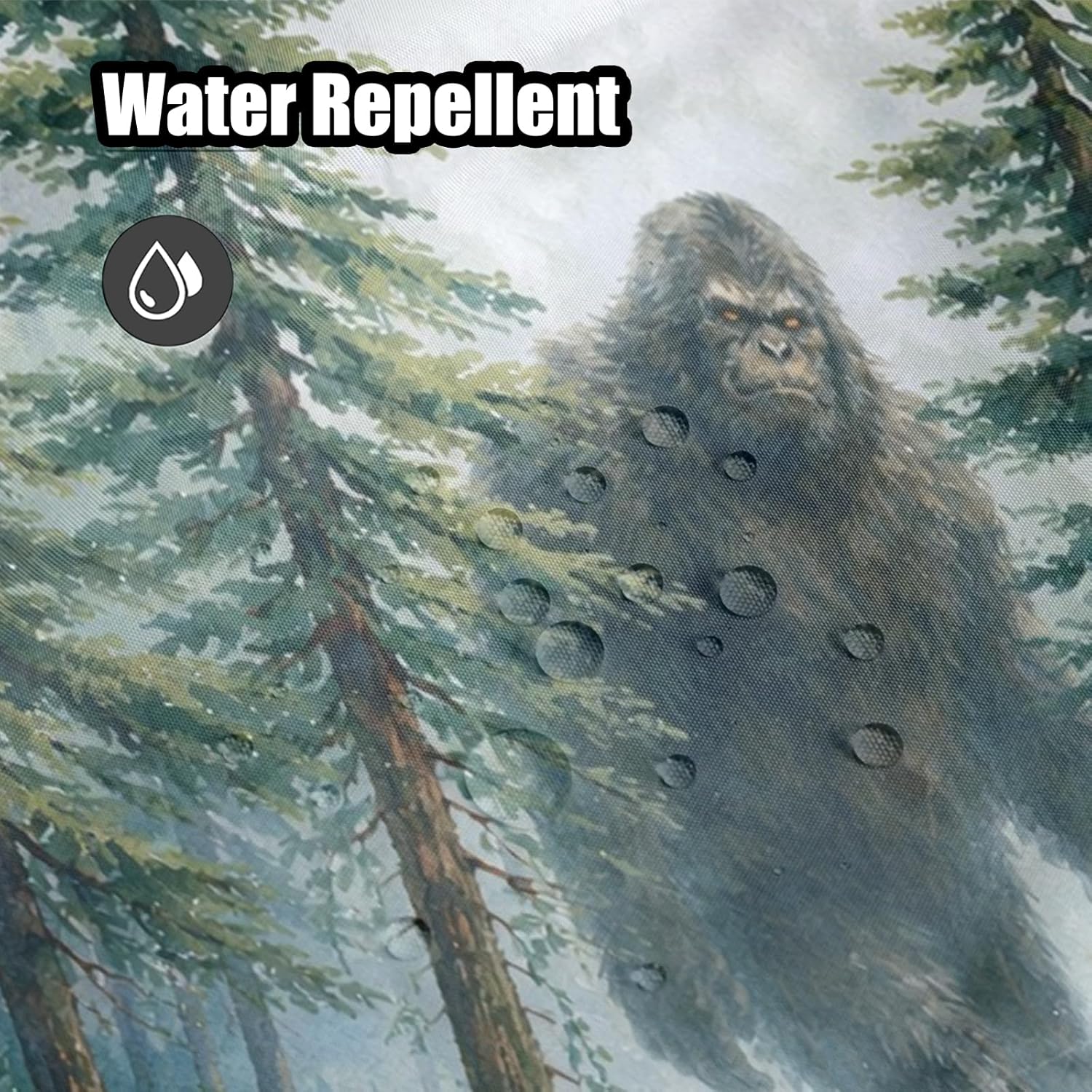 Bigfoot Shower Curtain 70.8x70.8 Inch with Hooks Sasquatch Walking in Forest Design Fabric Bathroom Decor Forest Landscape Nature Scene for Bathtub