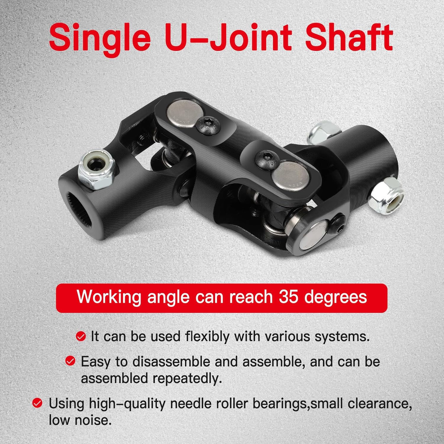 cciyu 5/8 36 Spline - 3/4 DD Steering Joints Double Black Universal U-Joint Shaft 143mm