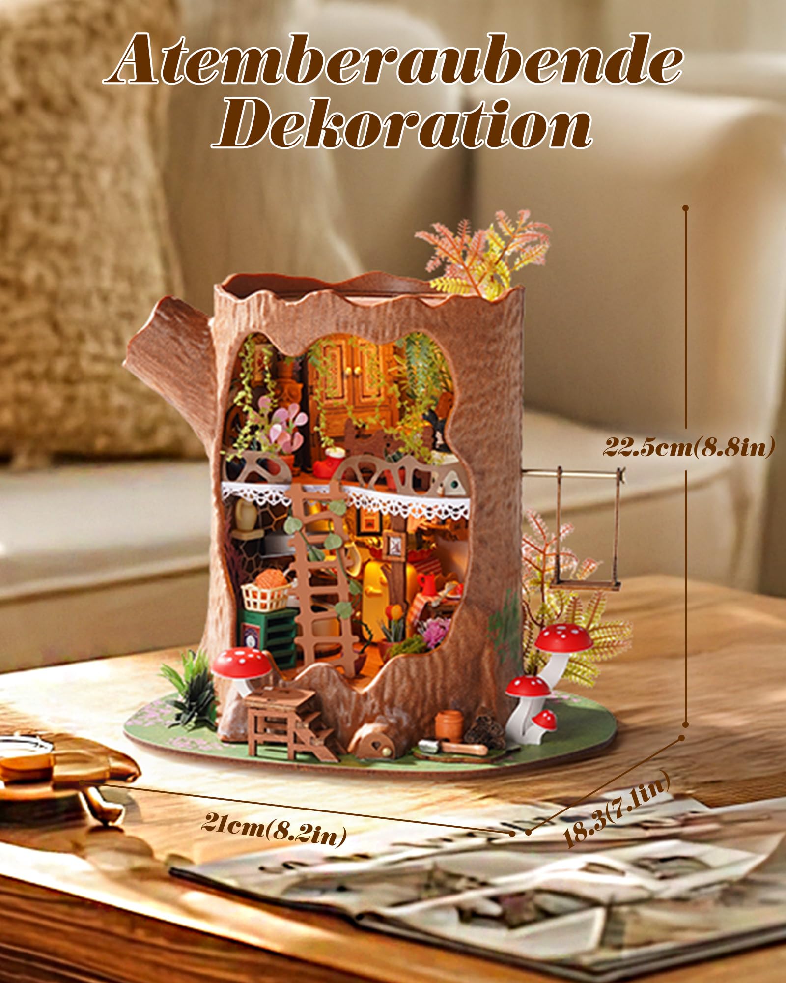 Rolife Miniatur Haus Märchenhaftes Baumhaus, 275-teiliges Mini Haus Selber Bauen Bastelset Erwachsene für Jugendliche Kein Kleber erforderlich, Puppenhaus Tiny House Bausatz 3D Puzzle