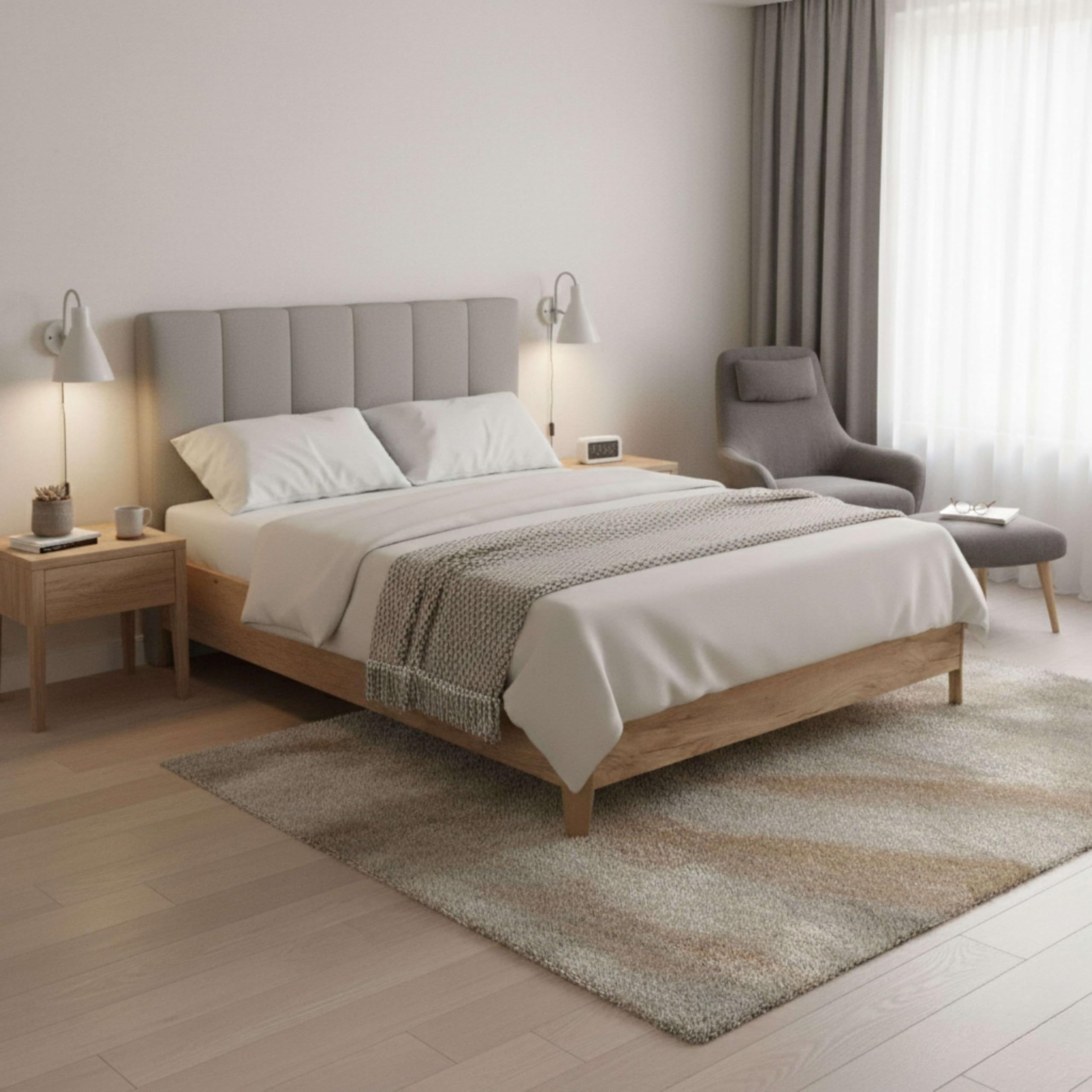 Canapé 135x190 cm Cama Dormitorio Cope, Tapa Reforzada Anti-Curva, Apertura Manual Bombines Gas, Roble Amazonas
