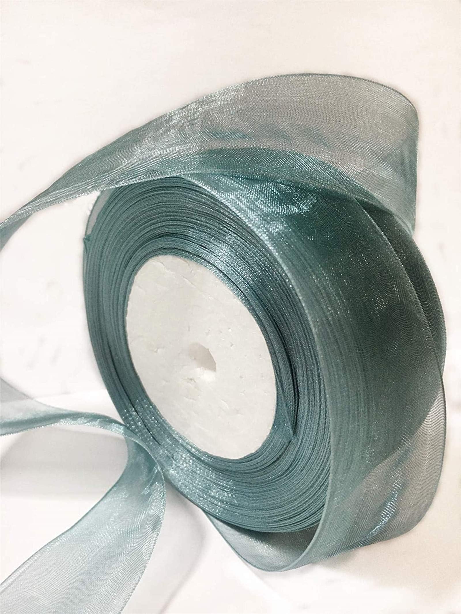 Sage Green Organza Sheer Ribbon 1-1/2 inch for Floral & Craft Decoration, 50 Yard Roll