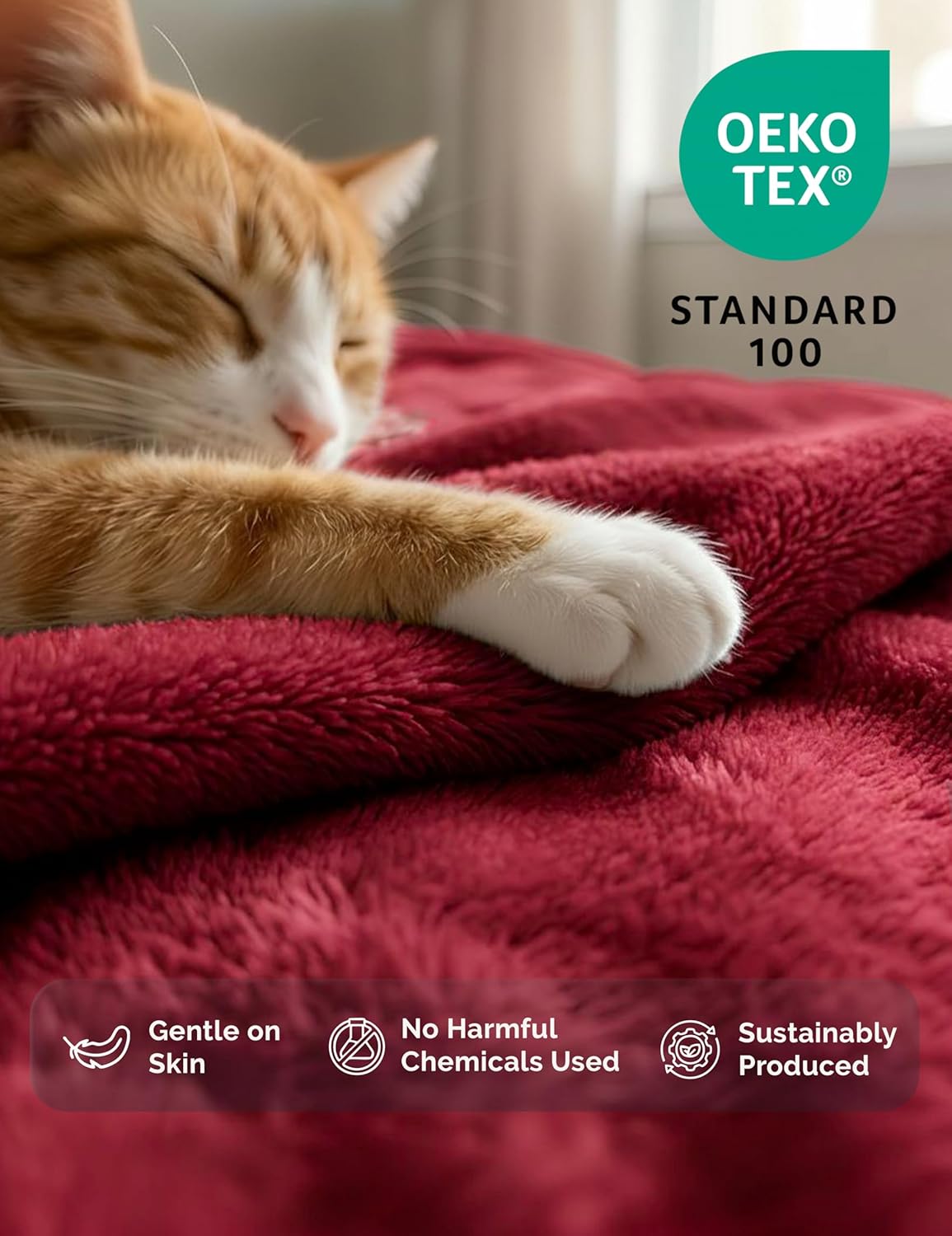 Casa Platino Fleece Blanket King Size – 300 GSM Dark Red Fleece Throw for Bed or Couch – Soft Cozy Warm Winter Blanket for Bed, Fuzzy Plush Elegant for Men & Women - 108x90 Inch - Image 4