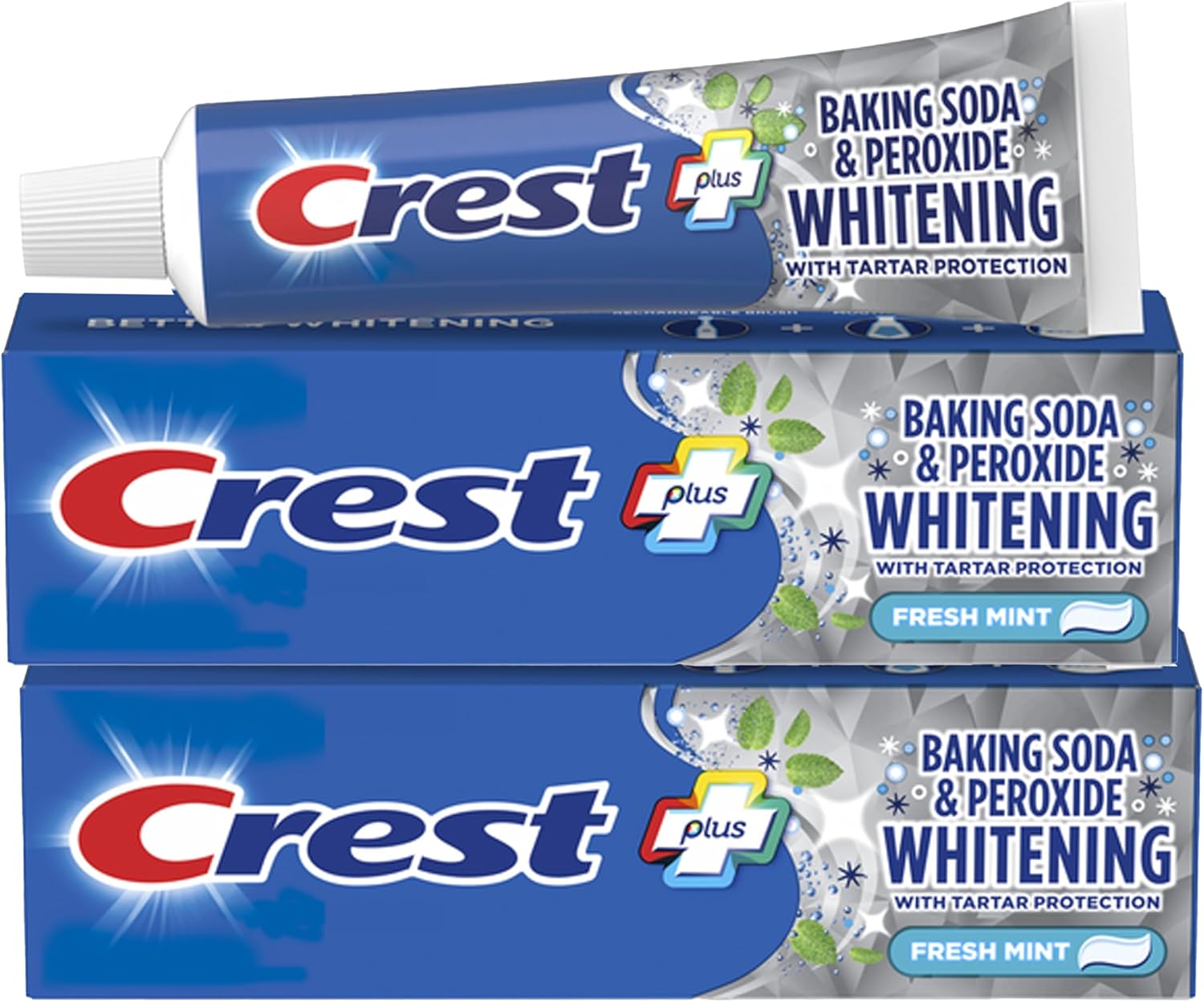 Crest Baking Soda & Peroxide Whitening Toothpaste with Tartar Protection, Fresh Mint 4.2oz Pack of 2 - Dentist Recommended