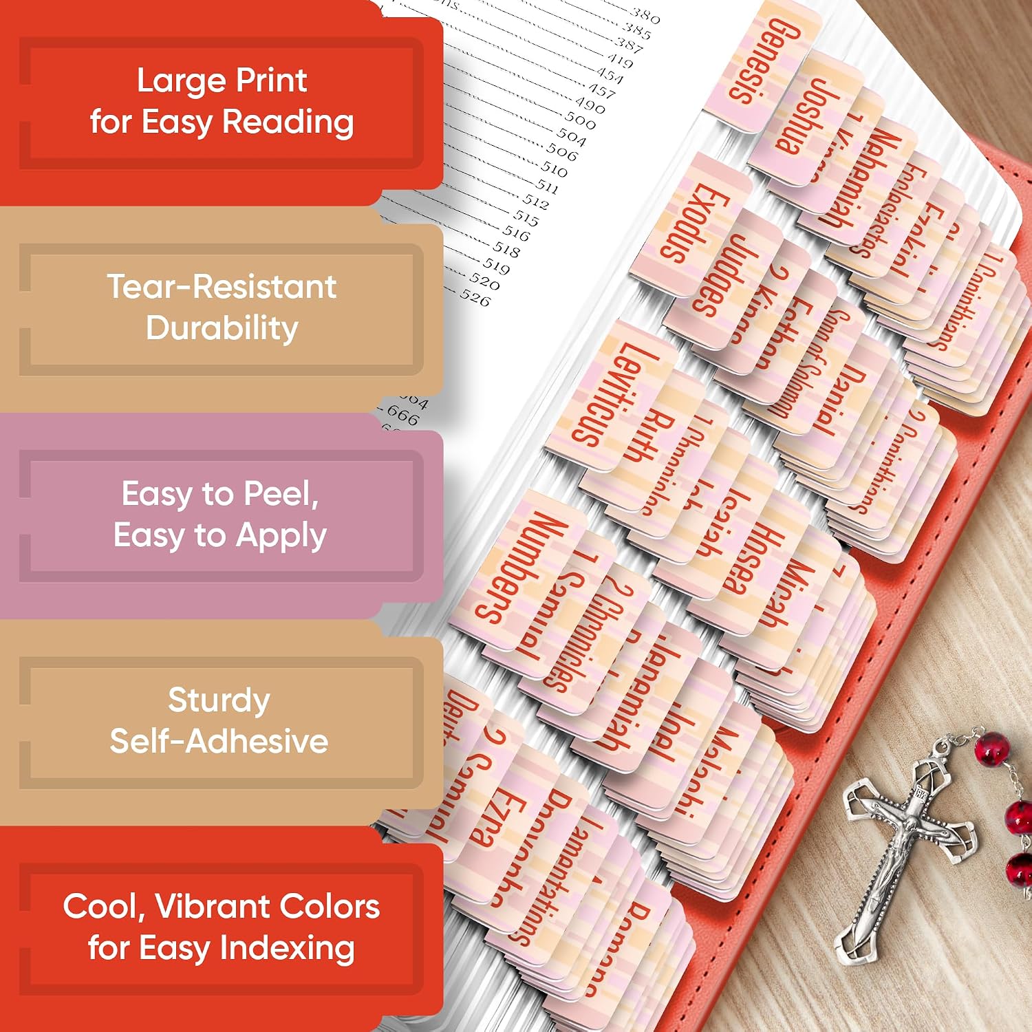 Essex Wares - Sherbet Stripes Bible Tabs, 80 Tabs for Women & Men image 4
