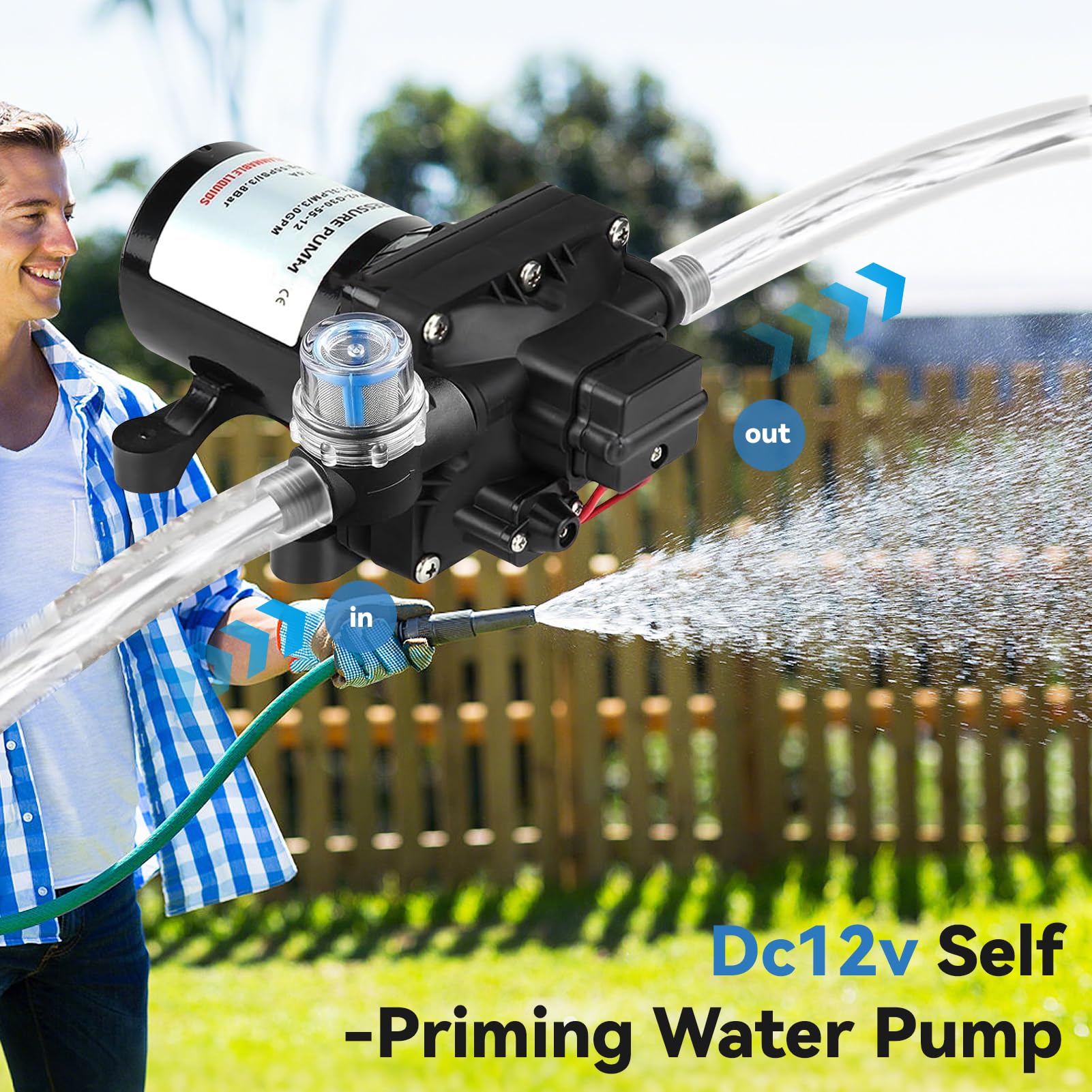 Bomba de agua de 12 V con interruptor de presión, Shurflo 4008101E65 RV Bomba de agua Diafragma de repuesto 55 Psi 3 galones por minuto 7,5 amperios 12 V RV Caravana Bomba de
