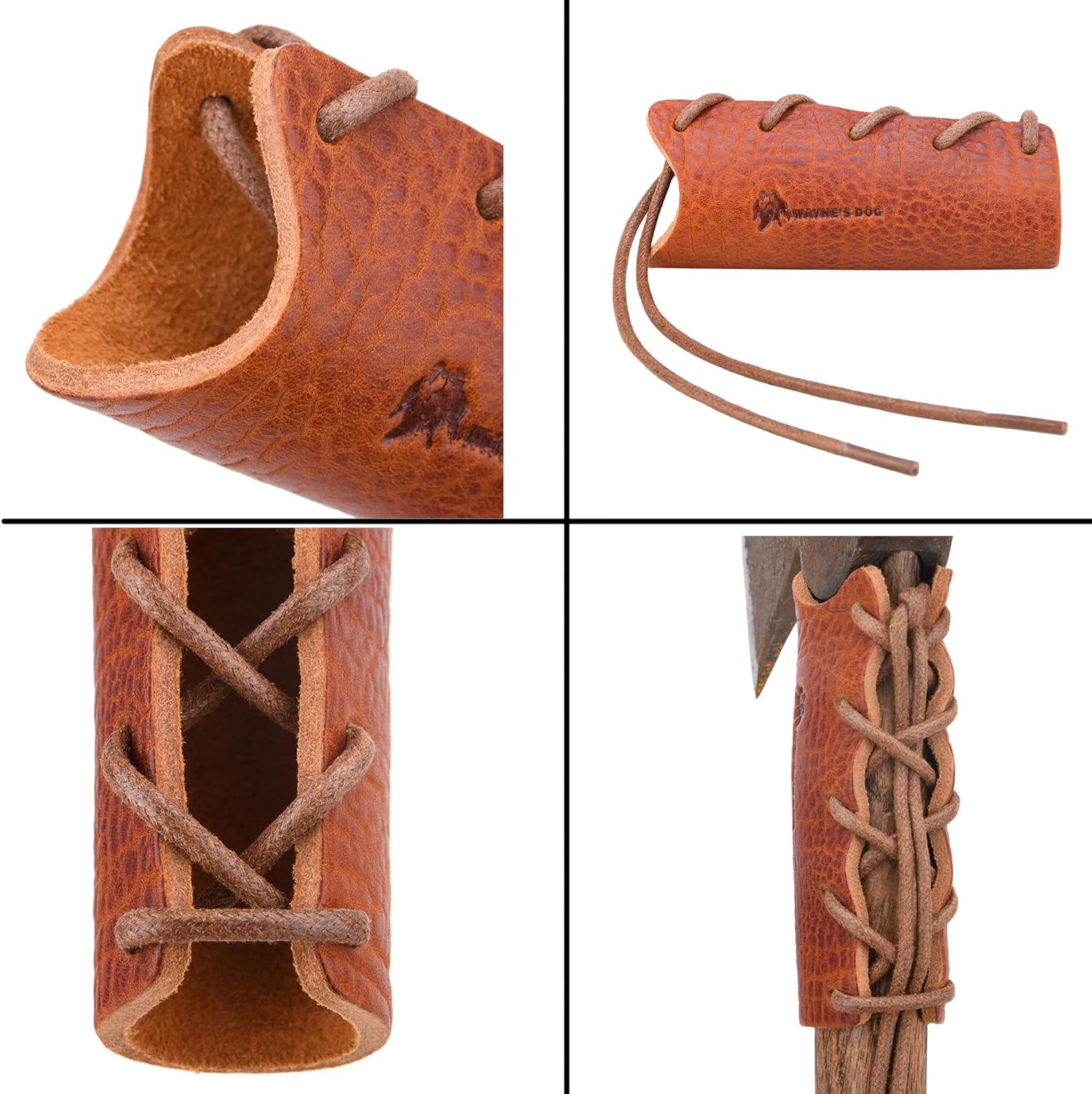 Leather Axe Collar Guard, Axe Handle Wraps Covers for Gardening Picks or Camping Axes Protector (Axe Collar 03 + 5m String)