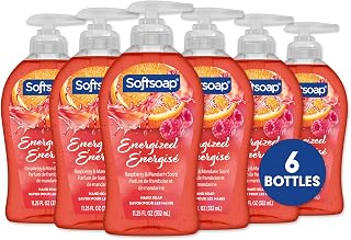 Softsoap Liquid Hand Soap, Raspberry & Mandarin Scent, 11.25 fl oz (6 Pack) | Paraben-Free, Phthalate-Free, Washes Away Germs, Bathroom Hand Soap, Kitchen Hand Soap, Daily Handwashing, Gentle on Hands