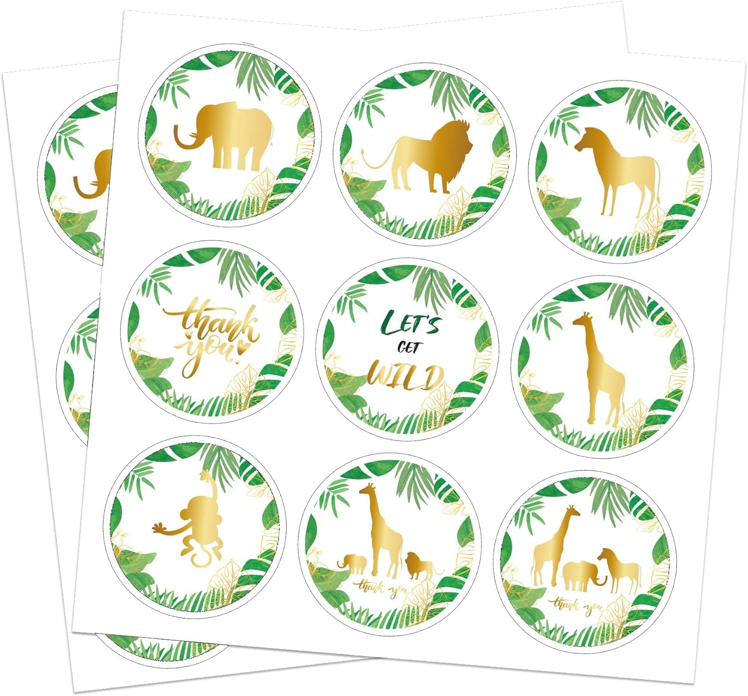 SWYOUN 180PCS Let's Get Wild Party Stickers Baby Shower Party Wild One Decorations Candy Sticker Birthday Party Supplies