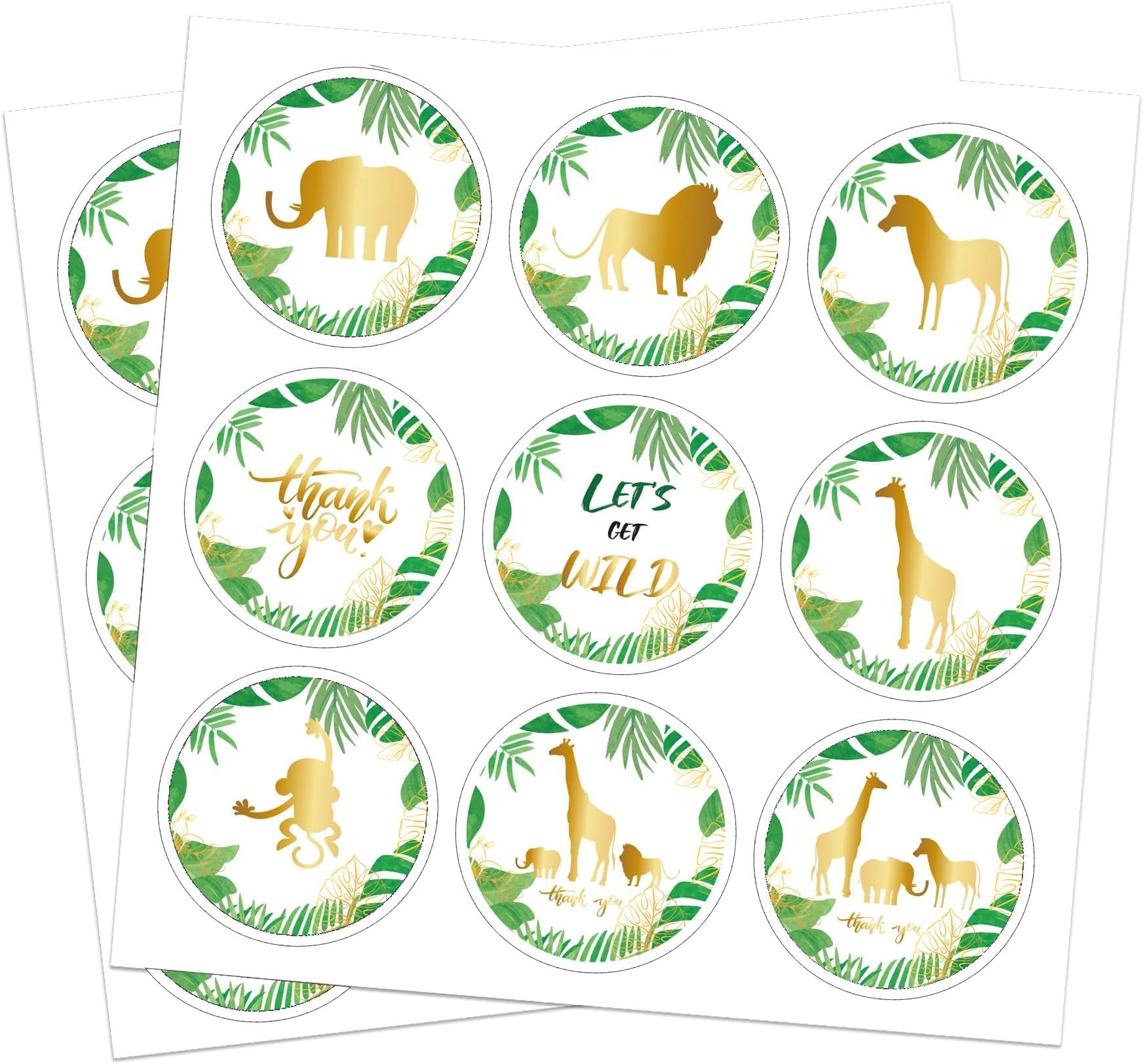 SWYOUN180PCS Let's Get Wild Party Stickers Baby Shower Party Wild One Decorations Candy Sticker Birthday Party Supplies