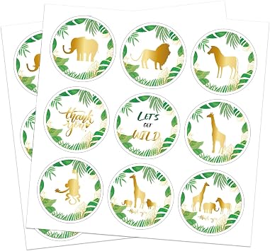 SWYOUN 180PCS Lets Get Wild Party Stickers Baby Shower Party Wild One Decorations Candy Sticker Birthday Party Supplies