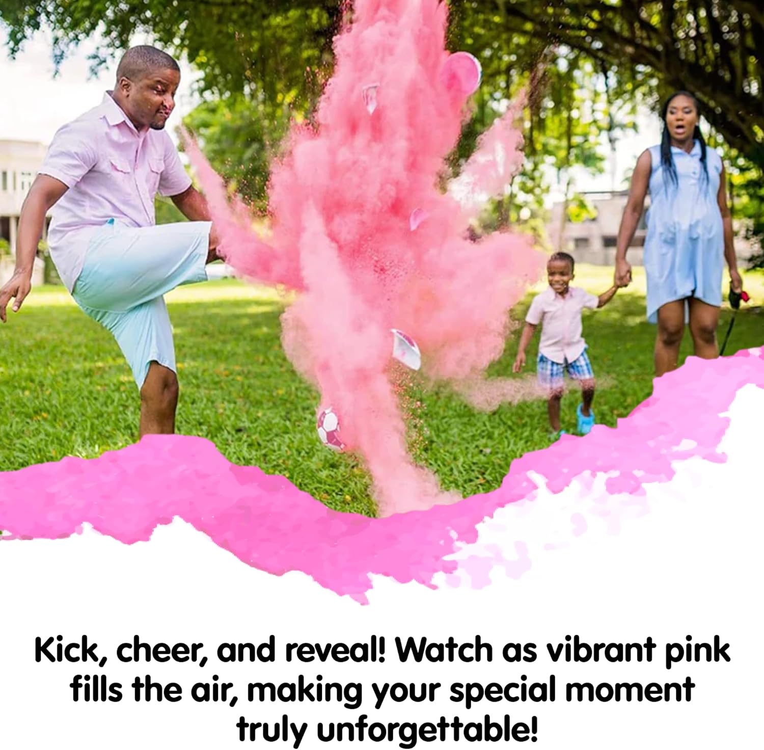 Gender Reveal Surprise Soccer Shell Kit with Colorful Pink & Blue Powder Packs - Pink & Blue Smoke Bomb for Gender Reveal Party with 8 Balloons - Ideal for Soccer-Themed Gender Reveal Parties