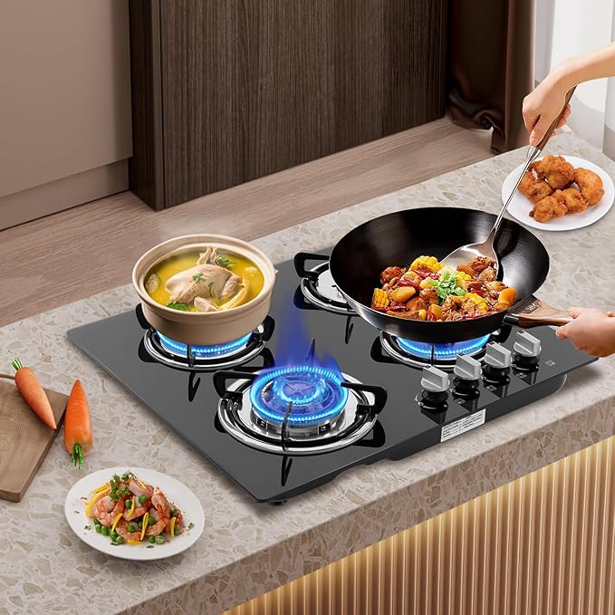Estufa de Gas 4 Puestos Empotrable Panel de Vidrio Templado miniatura 8