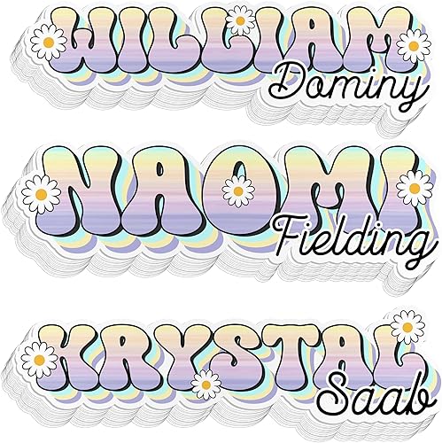 Calcomanías personalizadas de margaritas con nombre, calcomanías de colores, calcomanías estéticas retro vintage, calcomanías divertidas para