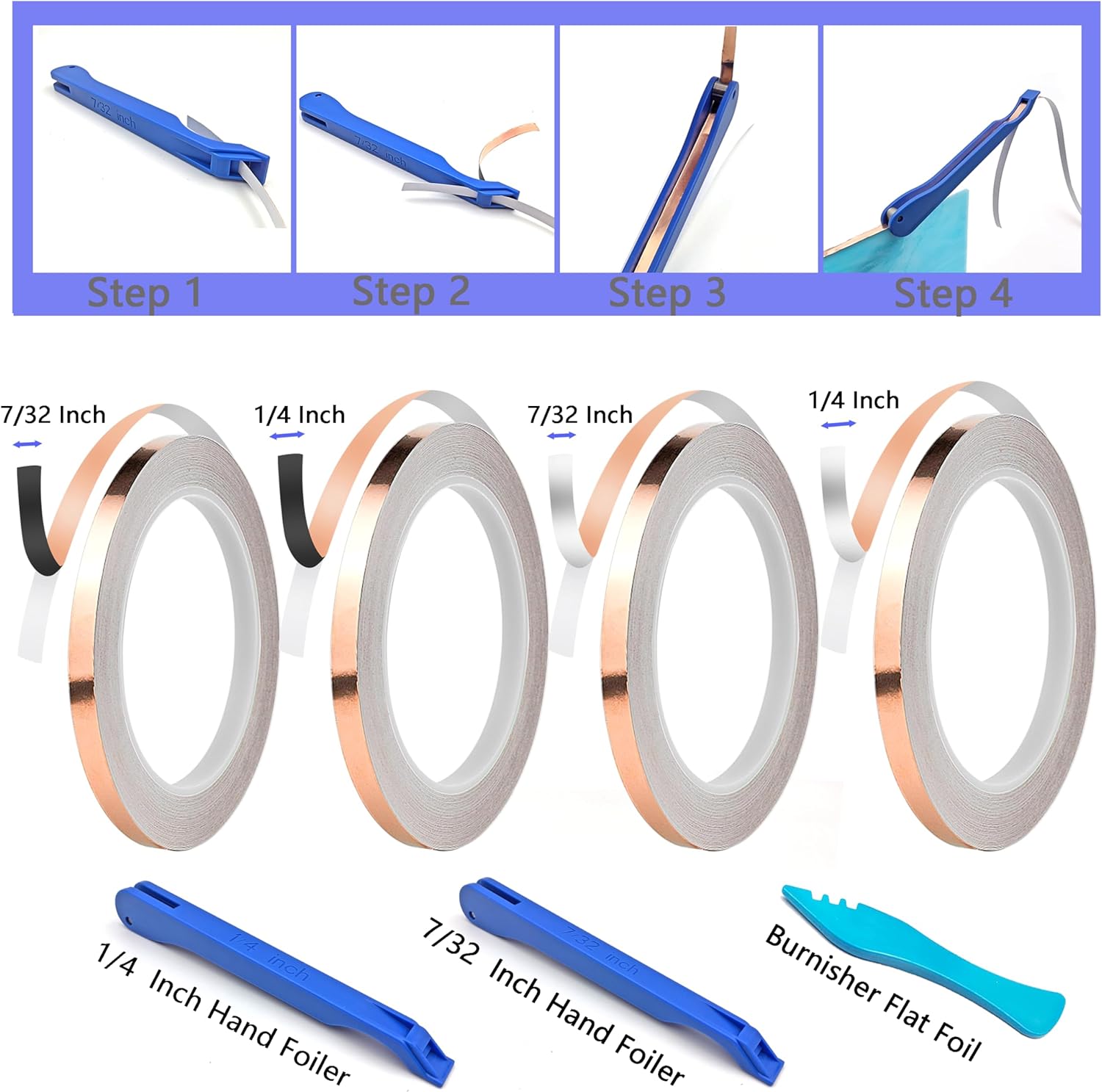 Stained Glass Supplies Kits, Glass Cutting Tools, Black Backed and Silver Backed Copper Foil Tape for Stained Glass Making (Basic Kit)