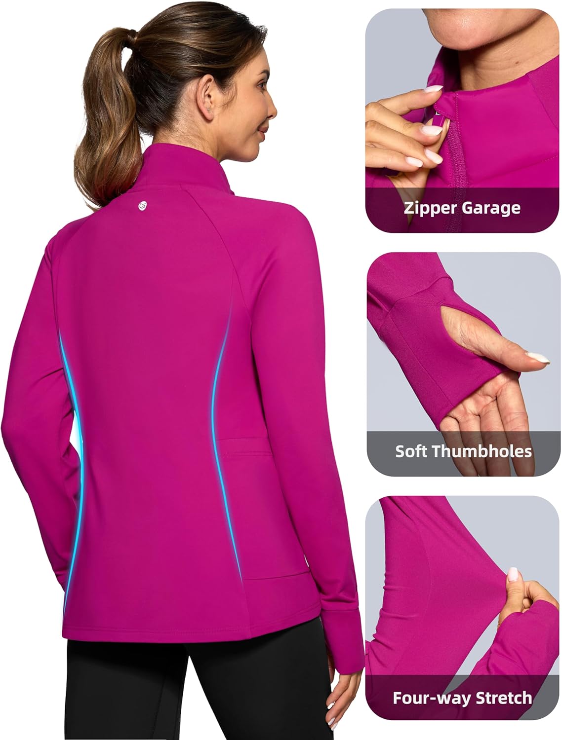 G Gradual Women's Running Fleece Lined Jackets 6 Pockets Lightweight Water Resistant Puffer Jacket for Hiking Travel - Image 6