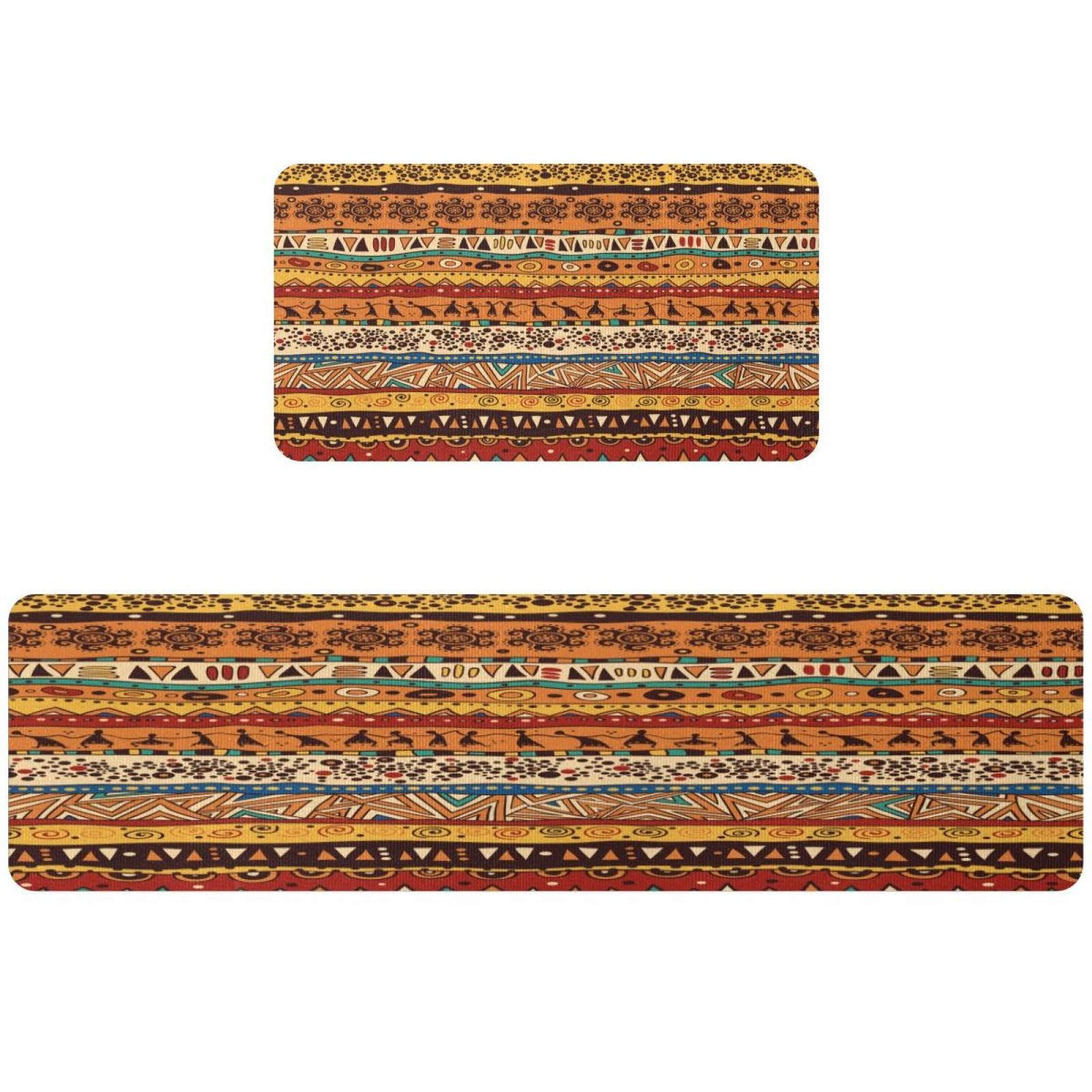 Tapis de cuisine antidérapants lot de 2 style éthique africain lavables