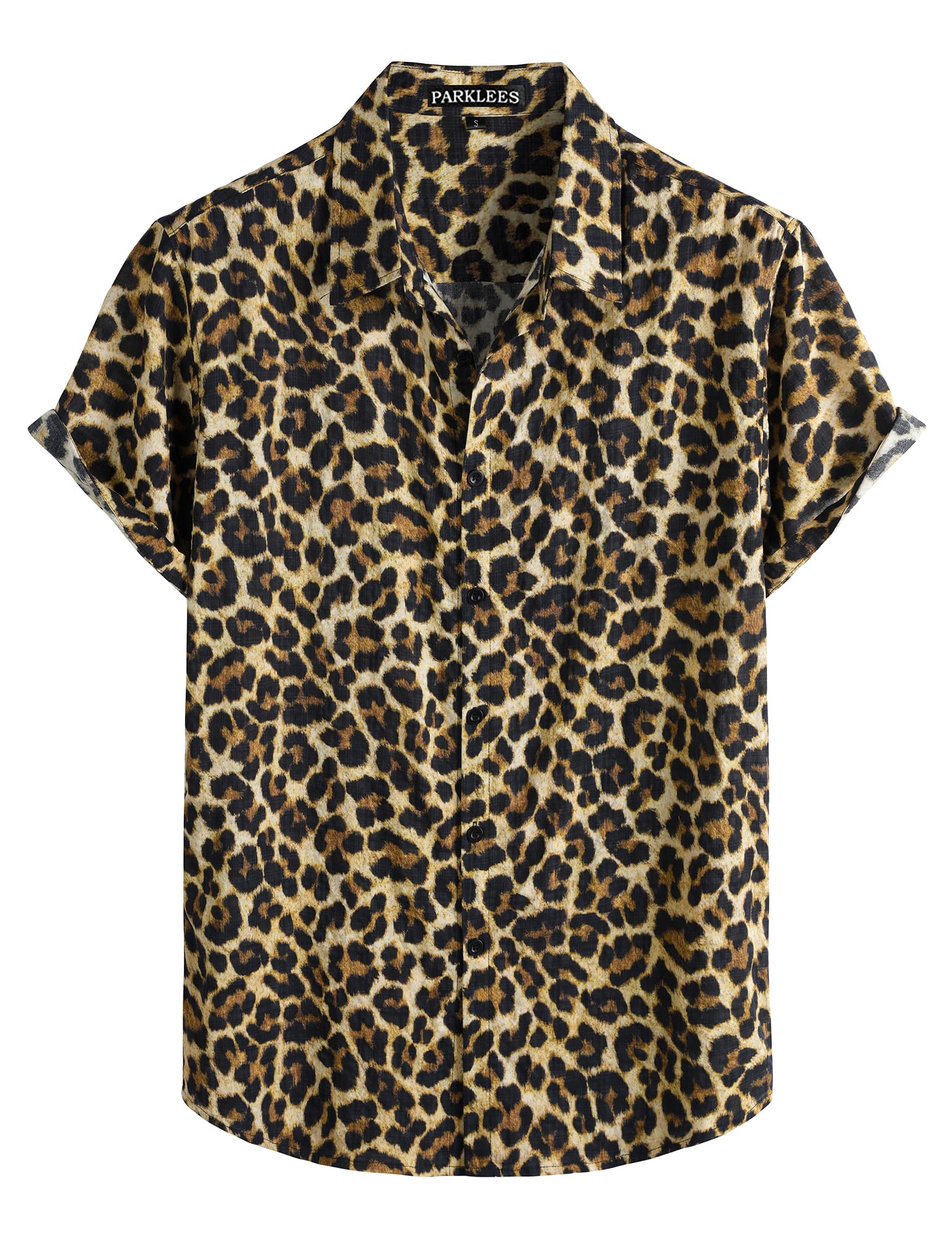 PARKLEES Camicia da uomo hawaiana a maniche corte con bottoni, estiva, casual, vintage, leggera
