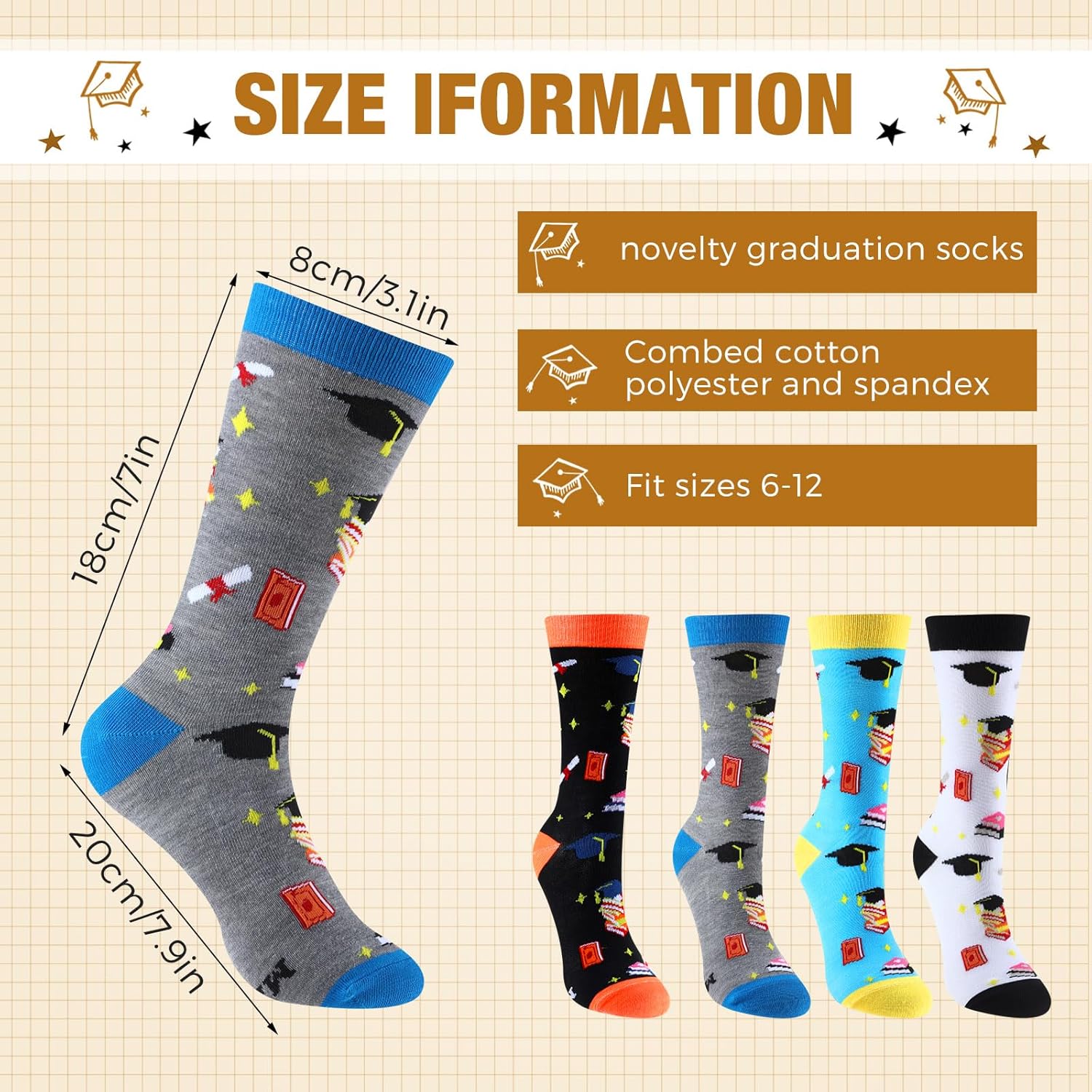 JaGely 24 Pairs Class of 2026 Graduation Socks Bulk Nurse Graduation Gifts Novelty Nurse Sock for Women Men Appreciation Gift