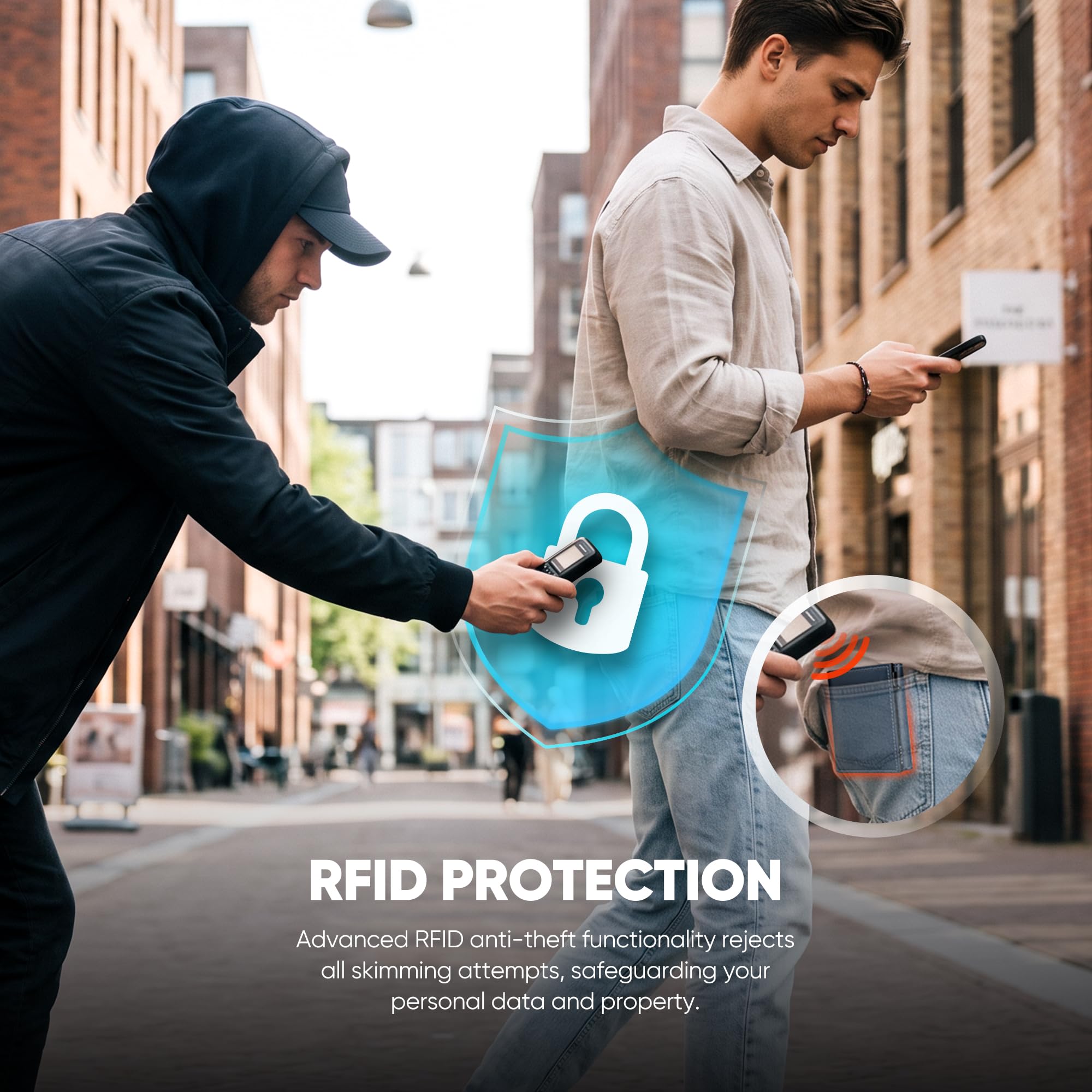 VULKIT Cartera Hombre con Tarjetero Pop-up, Bloqueo RFID y Cierre Magnético