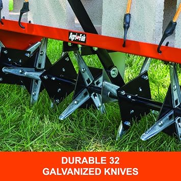 Agri-Fab 48 In Tow Behind Lawn Plug Aerator with 32 Galvanized Knives and Universal Hitch