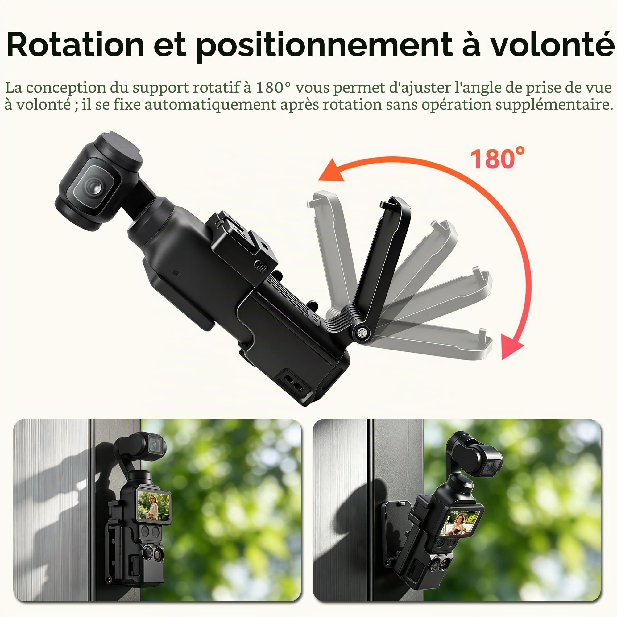 AMAZEAR Support magnétique pour DJI Osmo Pocket 4/3, Accessoire Pocket4/3, Adaptateur d'extension magnétique, Support de boîtier à succion Aimant sur Bureau, Surface Verticale, Ajustable à 180°