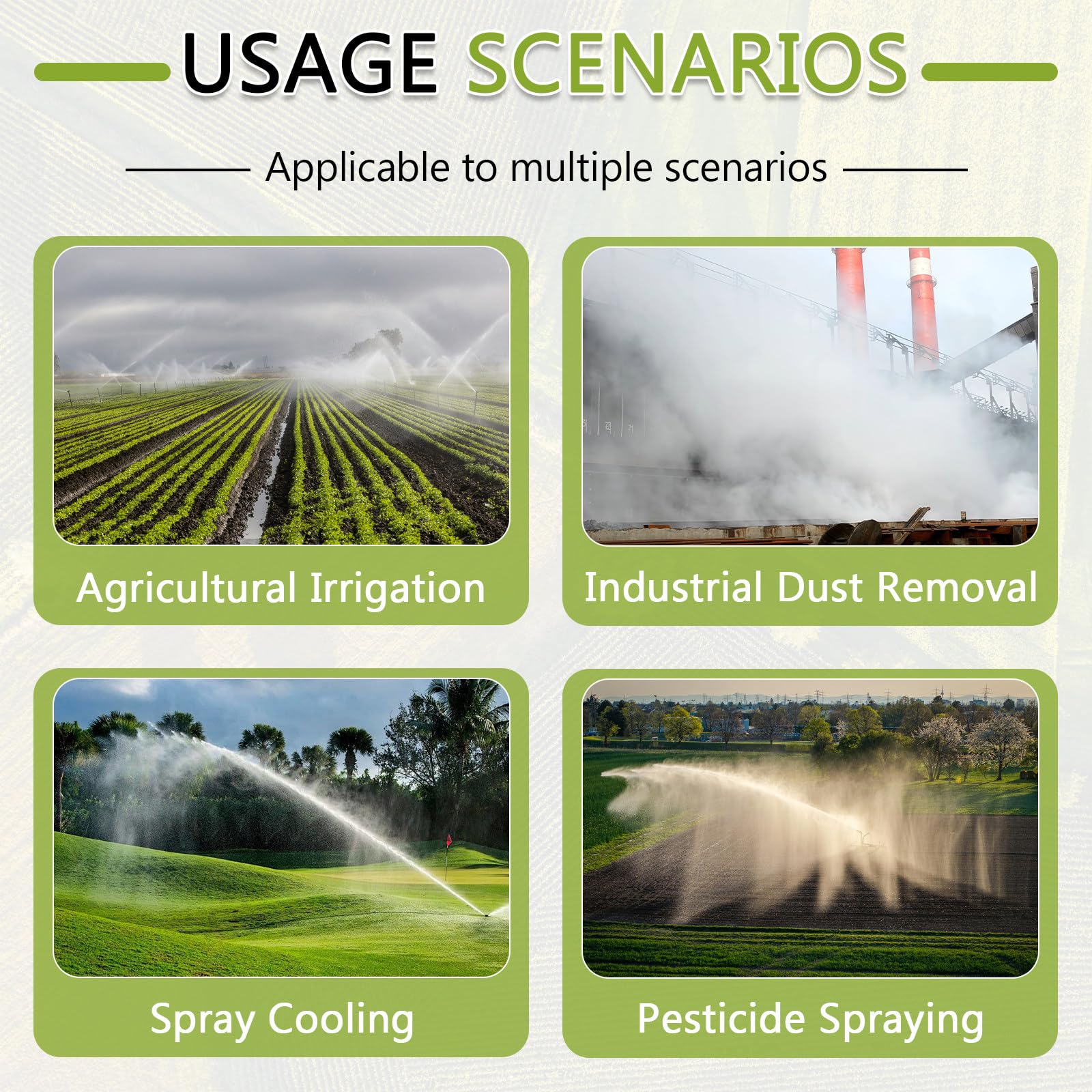 Irrigatore a impatto a impulso completamente rotante a 360° con set di ugelli, copertura estesa per agricoltura, irrigazione agricola per fattorie, frutteti, prato