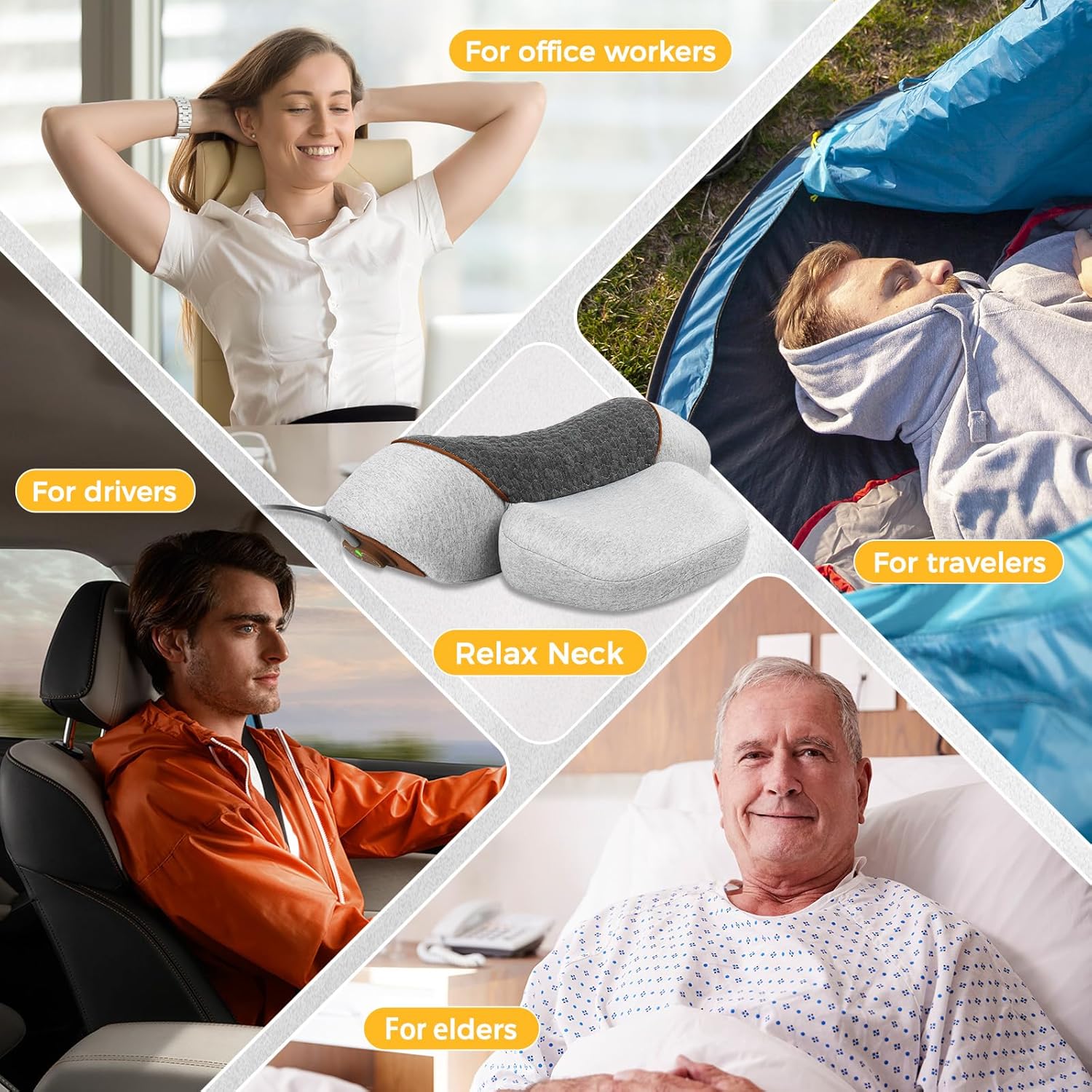 Cervical Pillow Massage Neck Hump, 3-in-1 Neck Massager Pillow with Heat,Vibration,Stretch - Neck Traction Device for Decompression and Relaxation