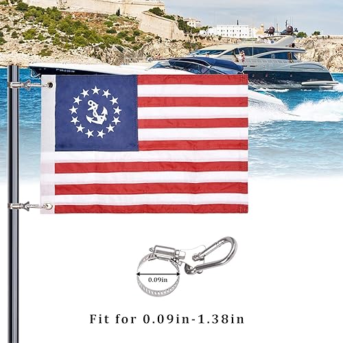 Miniatura 7 de Bandera universal de barco marino de 16 x 24 pulgadas con 4 mástiles de bandera de barco, bandera náutica americana totalmente con rayas cosidas