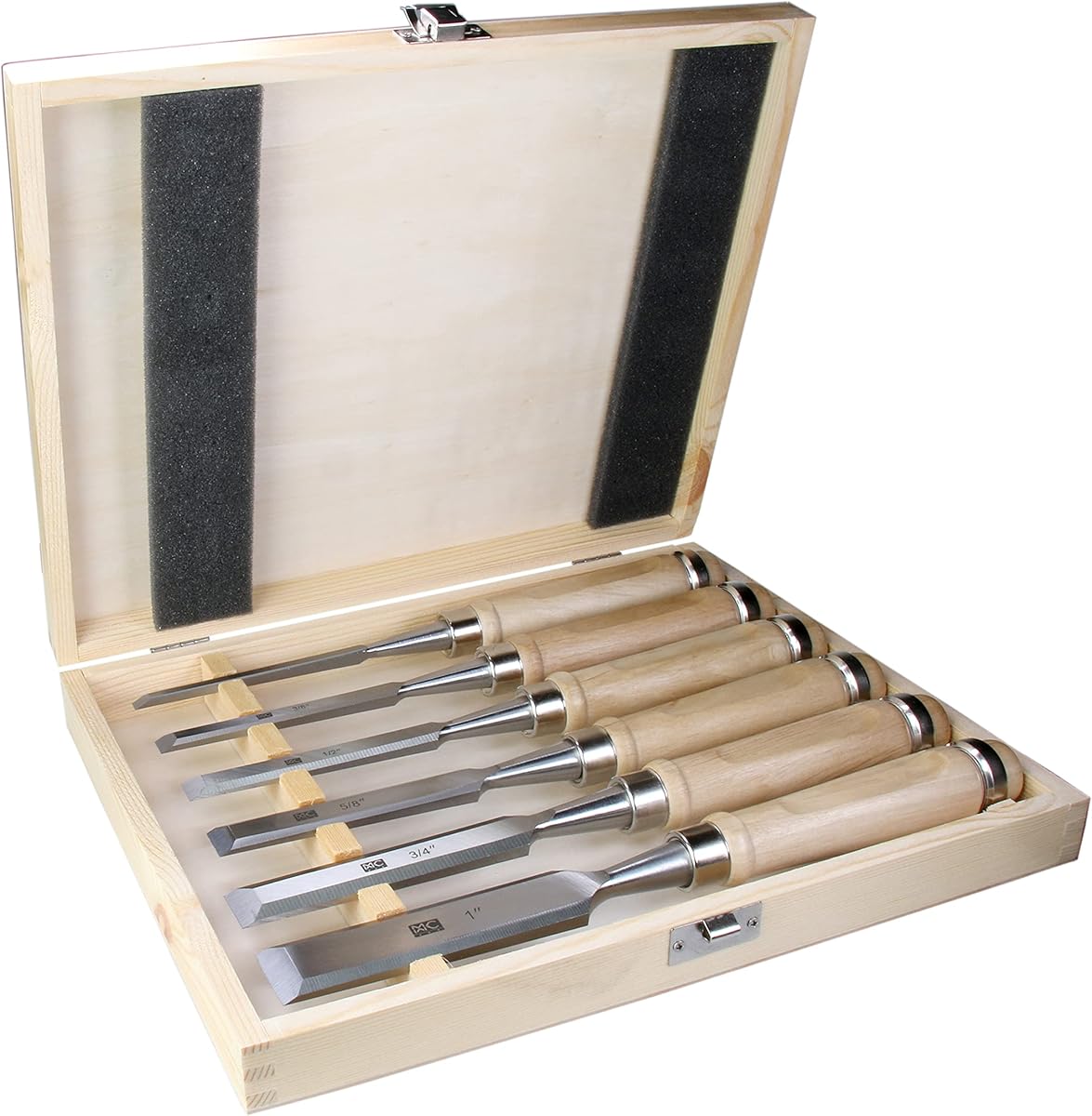 6 Piece Wood Chisel Set Woodworking Chisel Kit with Chrome-Vanadium Steel and hornbeam Handles, Premium Wooden Case for Carpenter Craftsman Gift for Men