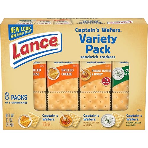 Lance Sandwich Crackers, paquete variado de obleas del capitán, caja de 8 unidades