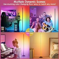 Buyya 165,5 cm LED álló lámpa RGB távirányítóval, app vezérléssel, színváltó, dimmelhető, zeneszinkron 8