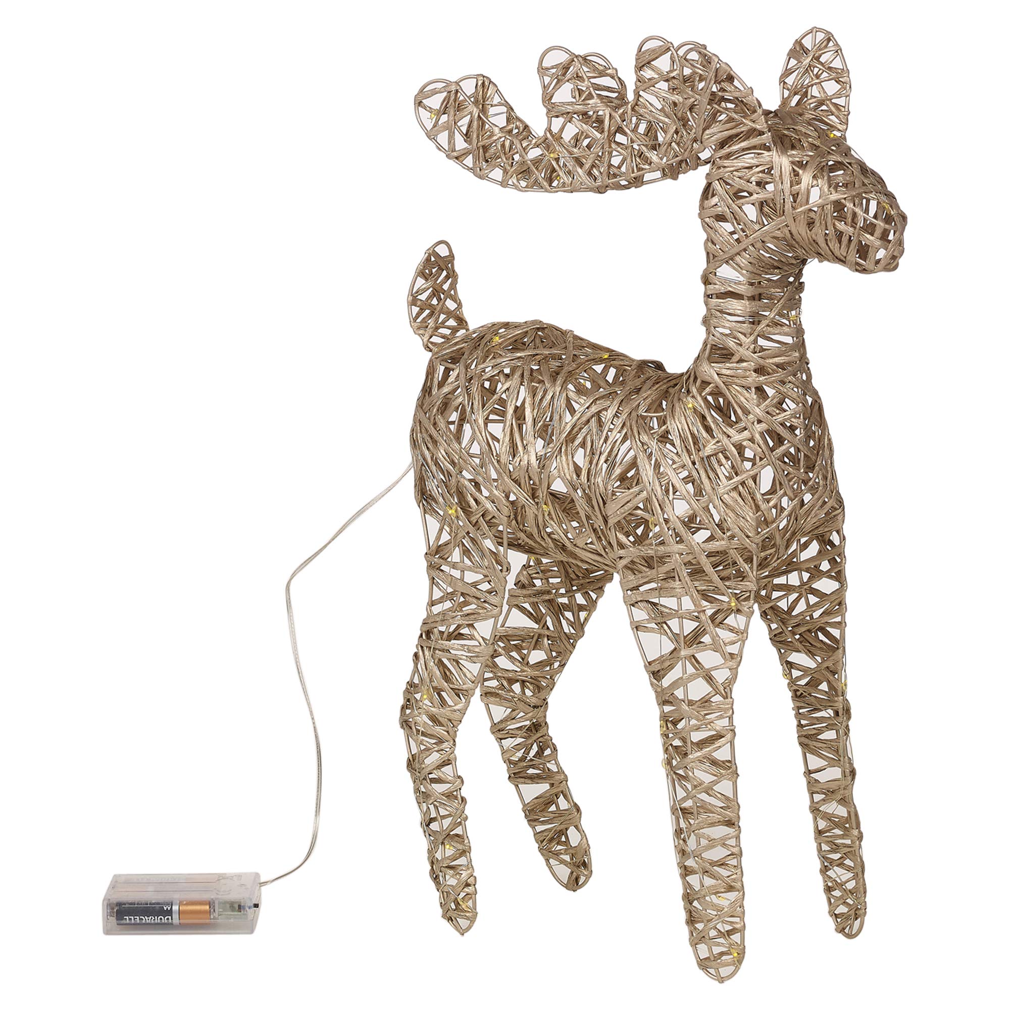 Urbnliving Metallic Gold Light Up Led Reindeer Stags, 37Cm Illuminated Christmas Decoration Ornament Figurines, Battery Powered 3Xaa Christmas Display Decor (Metallic Gold)