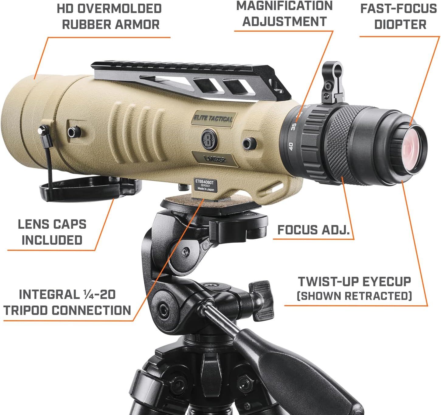 Bushnell Elite Tactical LMSS2 Spotting Scope, Horus H322 Reticle, Competitive Shooting, Long Range Shooting