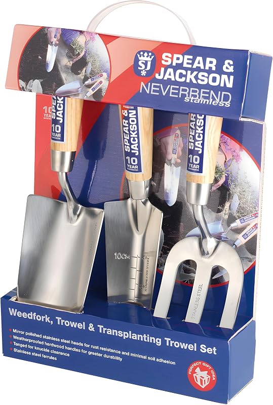 Juego de regalo de 3 piezas de acero inoxidable Neverbend 3056GS de Spear & Jackson
