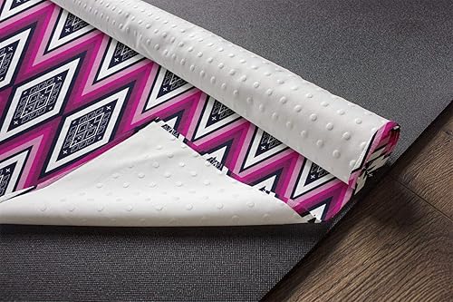 Miniatura 3 de Ambesonne Ethnic Yoga Mat Towel, Geometric Pattern Traditional Style Chevron Zigzags Pink Tone Stripes and Diamond, Non-Slip Sweat Absorbent Yoga