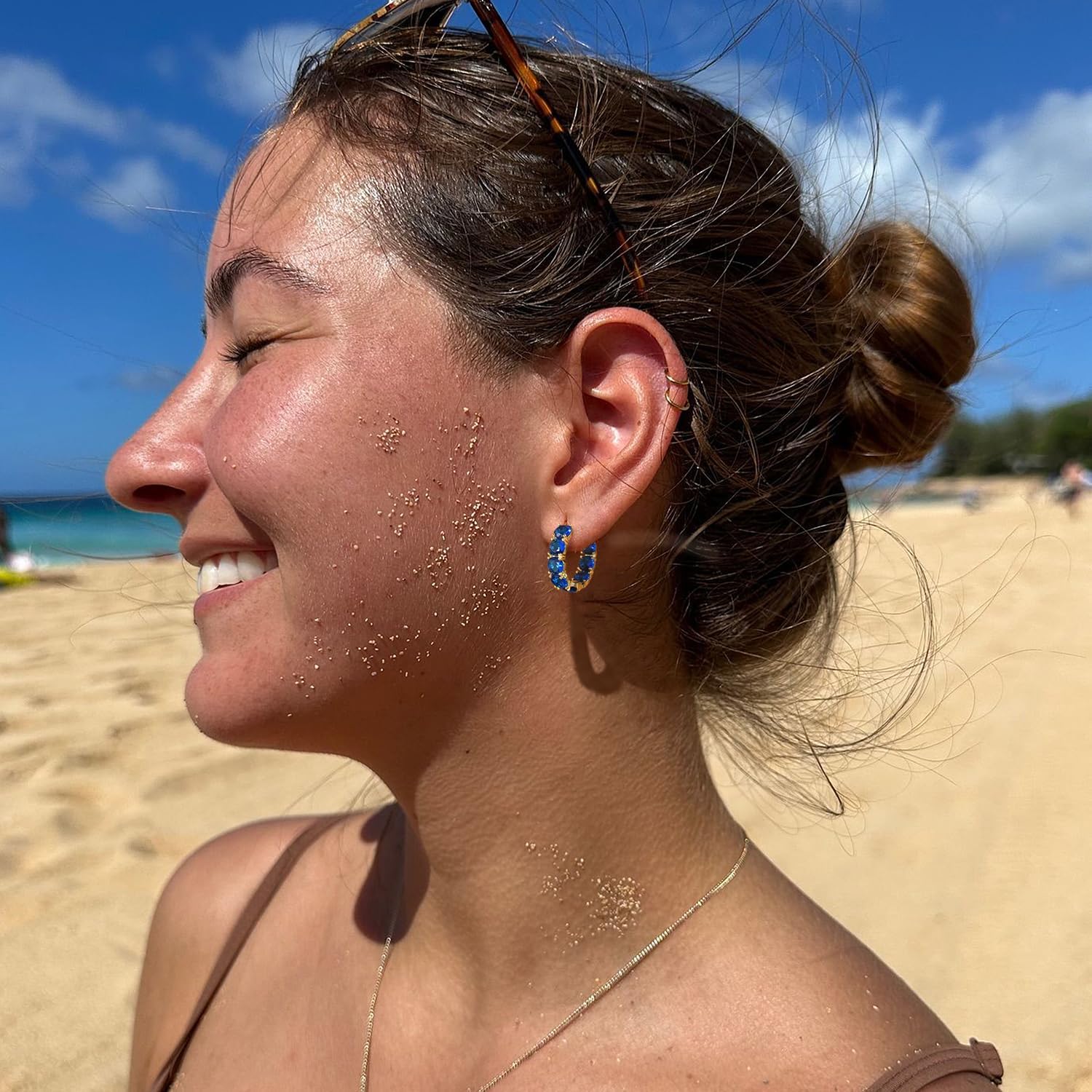 14K Gold Plated Hoop Earrings for Women,Silver Huggie Earrings for Women Cubic Zirconia Small Earring CZ Inside-Outside Hoop Earrings Clear,Hot Pink,Black,Red,Green,Multicolored Earrings - Image 5