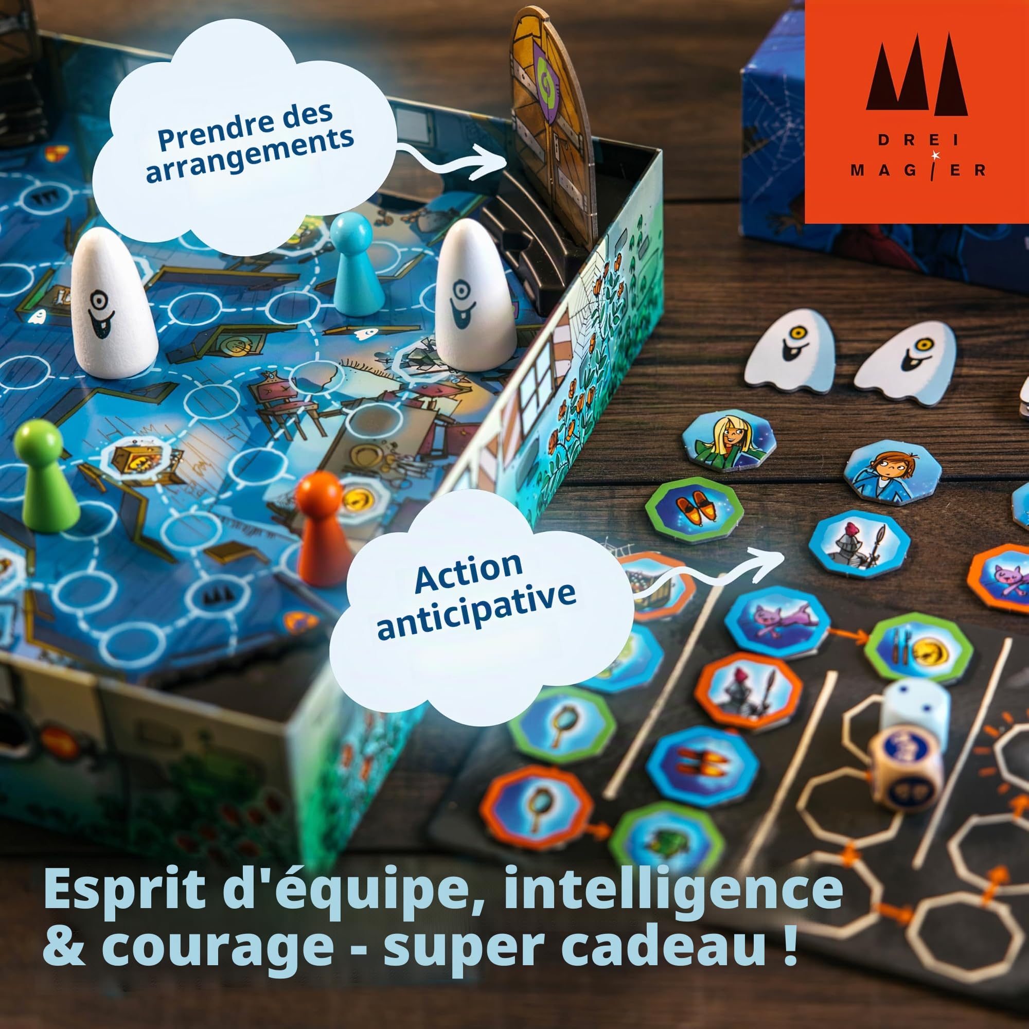 Schmidt Spiele 40896 - Jeu pour Enfants - La Nuit hantée tordue - Trois magiciens