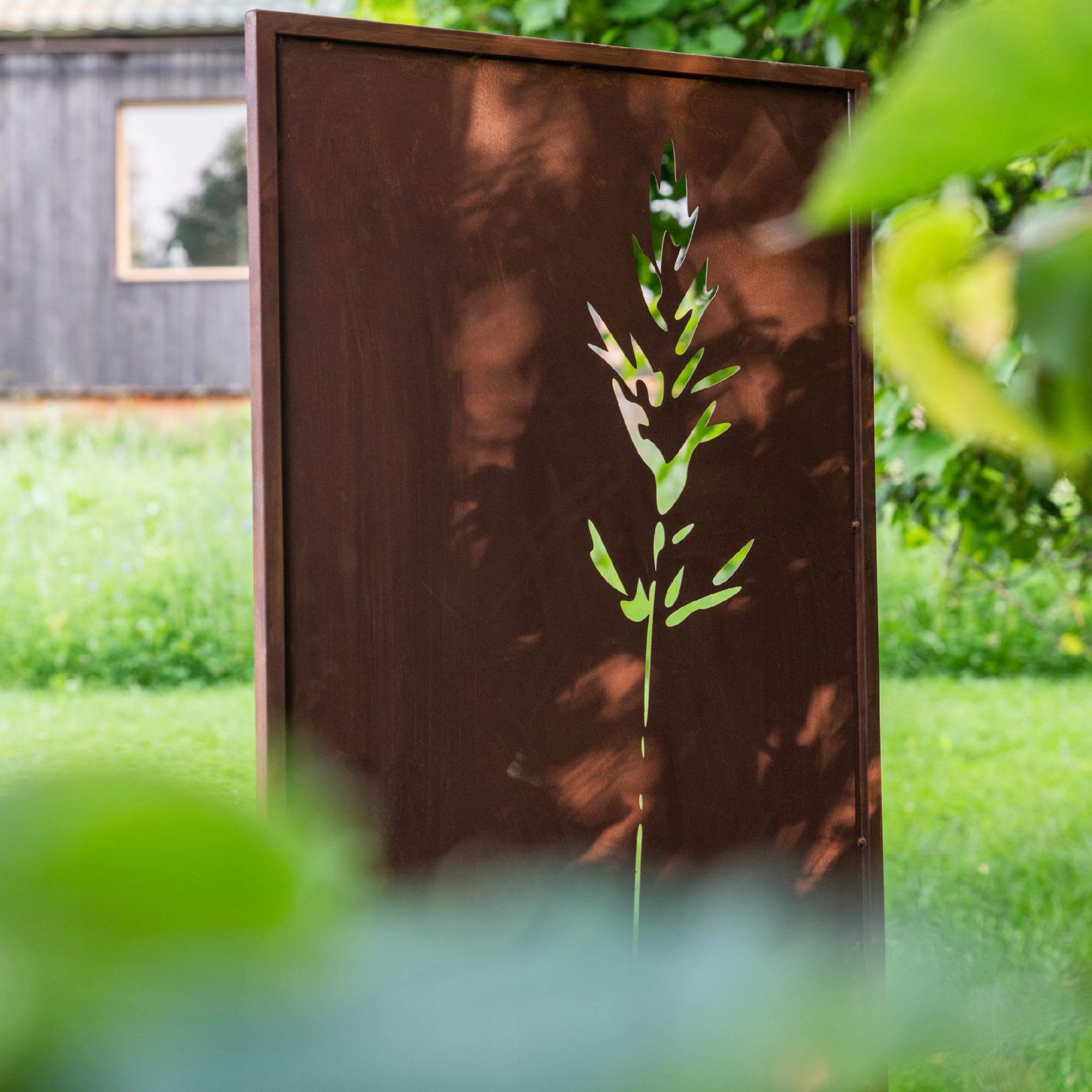 Kapaga - Sichtschutz Metall - 160x50 cm - Edelrost - Rostoptik, Patina | für Garten und Terrasse - Corten, Sichtschutzelement - Sichtschutzwand - Gartendekoration Zaun - Rost (Strauch)