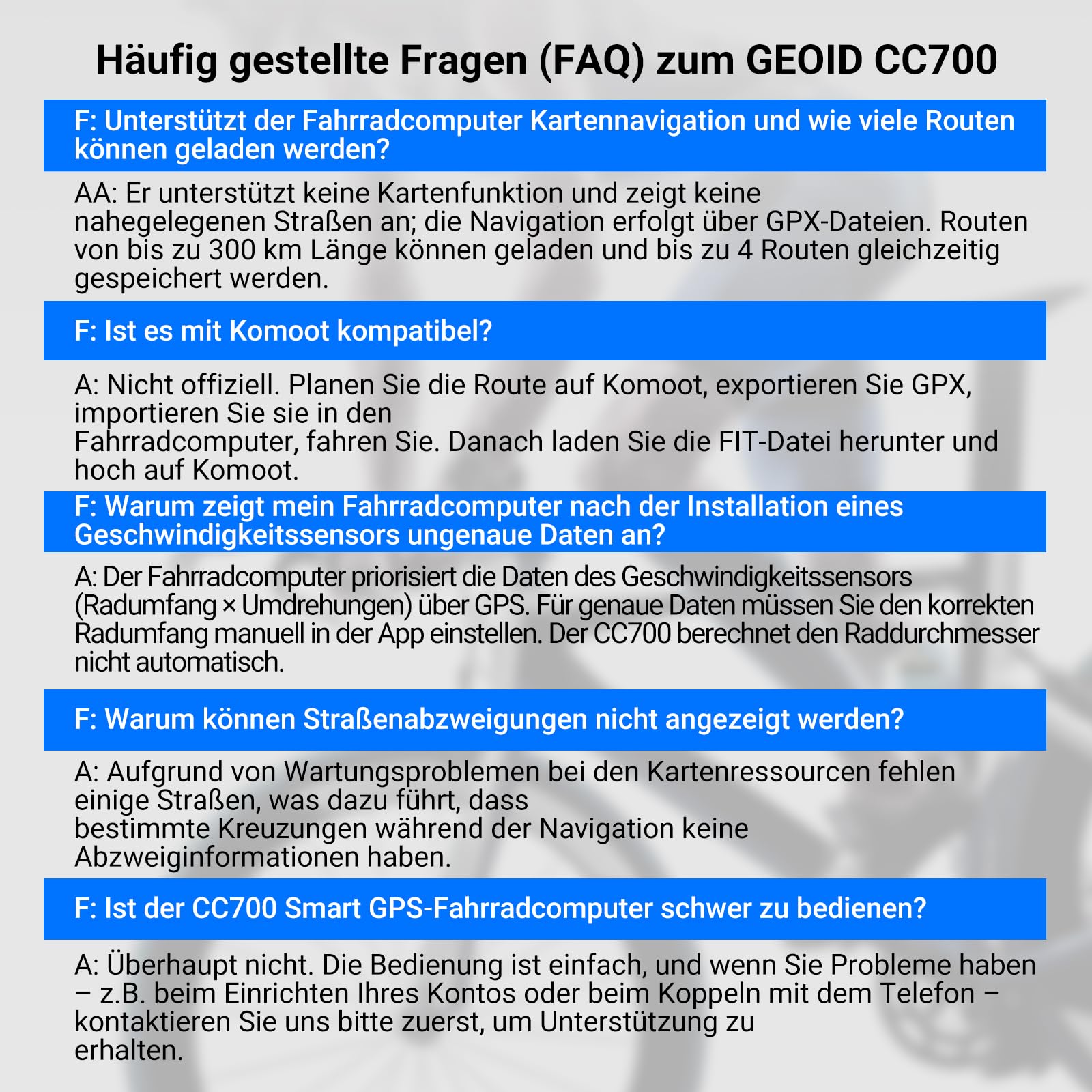 GEOID CC700 GPS Fahrradcomputer kabellos mit 2,8 Zoll Farbbildschirm – Fahrradtacho mit Route-Navigation, ANT+ & Bluetooth, IPX7 wasserdicht, 15-25 Std. Akkulaufzei