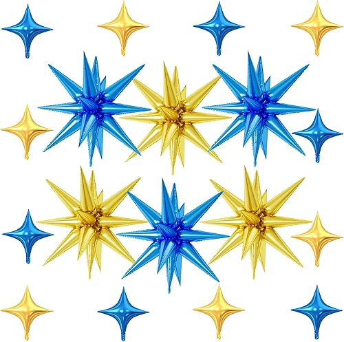 Miniatura 34 de 18 globos de estrella rojos, verdes y dorados, globos de aluminio de estrellas de Navidad con 6 globos de estrella en explosión de 22 pulgadas, 12