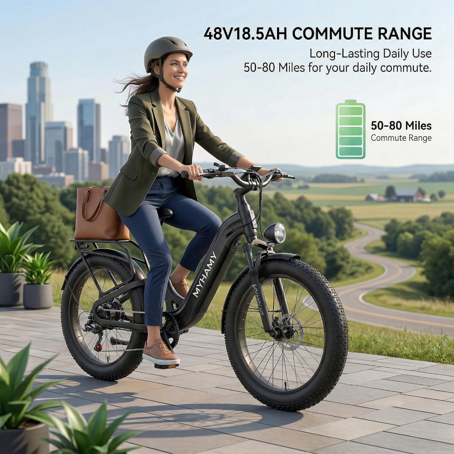 Electric Bike for Adults, 2000W Peak Motor 48V 18AH Battery Ebike 40-80Miles, 24/26" Fat Tires Full Suspension Electric Mountain Bike for Off Road Commuting Beach