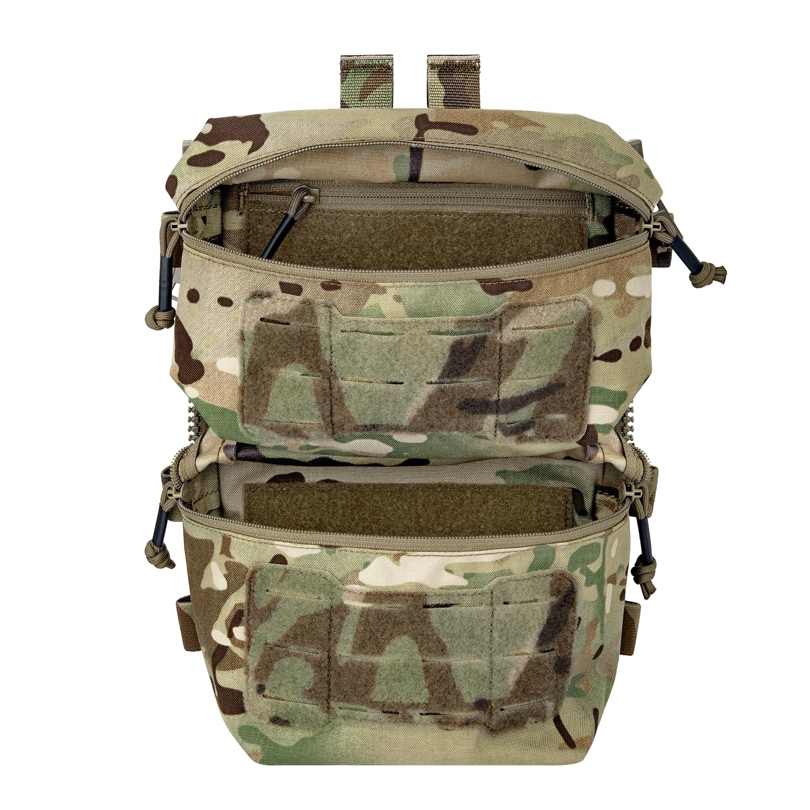 KRYDEX GEAR Tactical Back Panel Doppio Pouch Assault Zip On Modulare Zaino per V5 gilet, Mc, 11.5 x 8.25 inches, Tattico